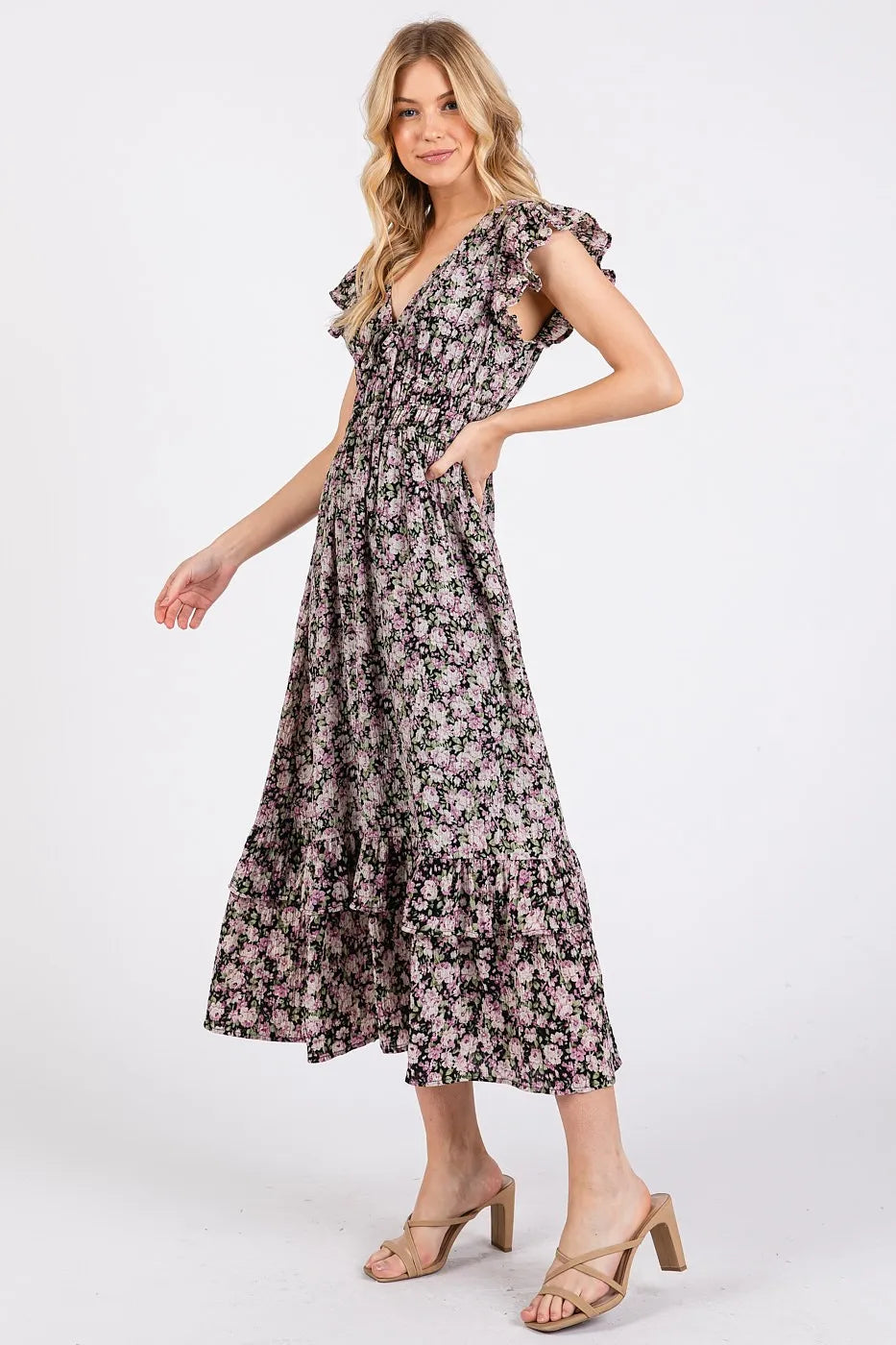 Mittoshop Flower Print Ruffle Cap Sleeve V-neck Midi Dress a15cc2630784497b96a4a7a5a5c792df-Max-Origin