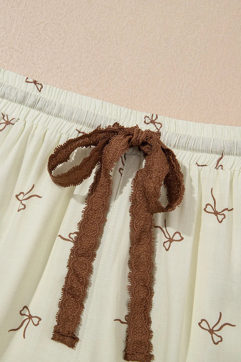 Bow Print Lace Drawstring Casual Shorts a32f0e85-b898-46b8-8f6e-7ab4df426b4c-Max-Origin