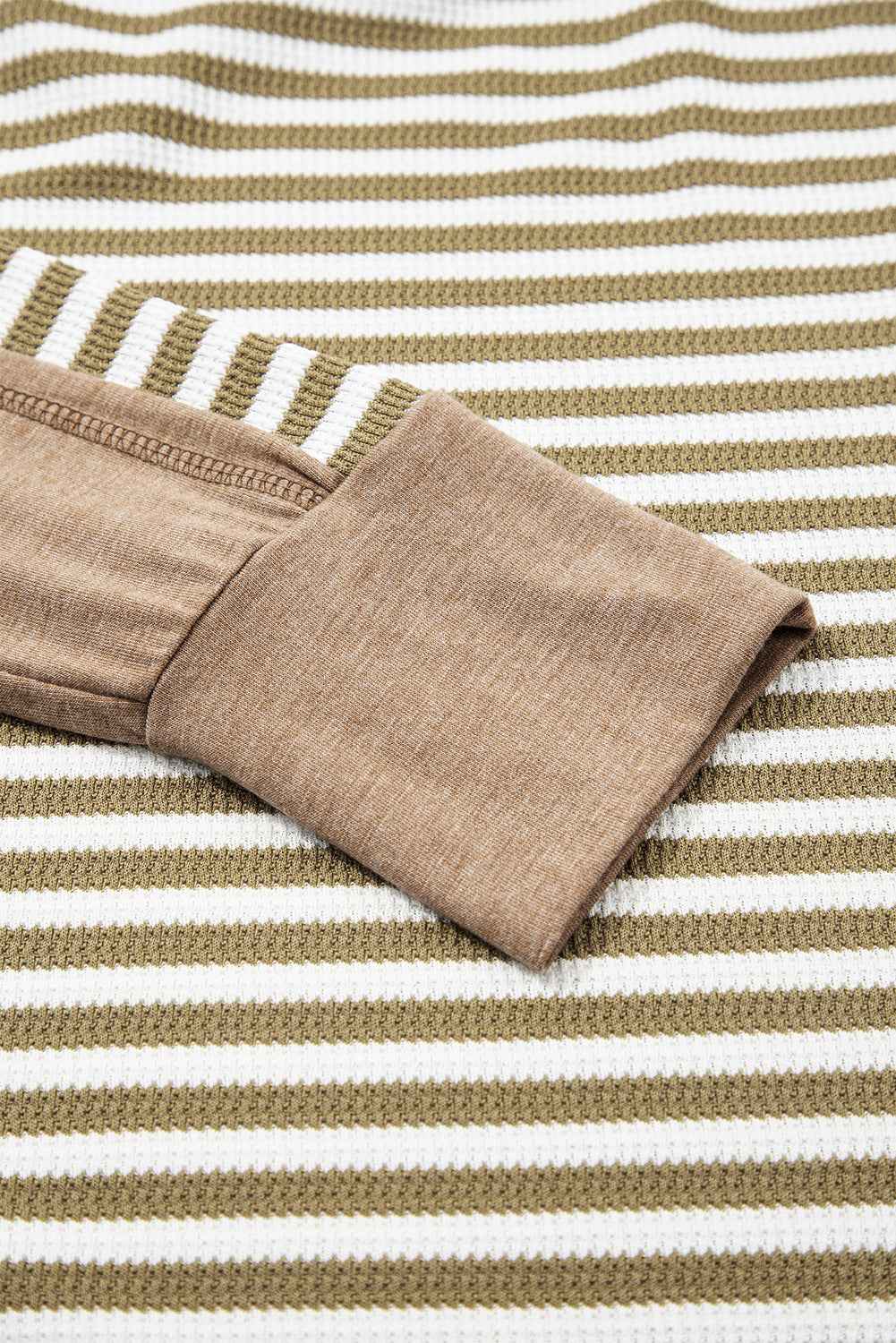 Khaki Stripe Patchwork Knit Drop Shoulder Top a3344631ac64f5ea
