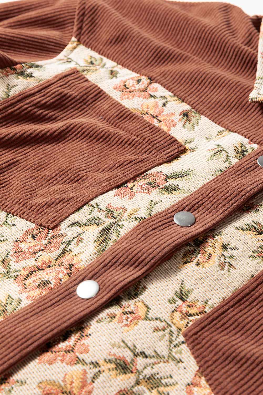 Medium Grey Ribbed Retro Floral Patchwork Jacket a349b5dacf5d8094
