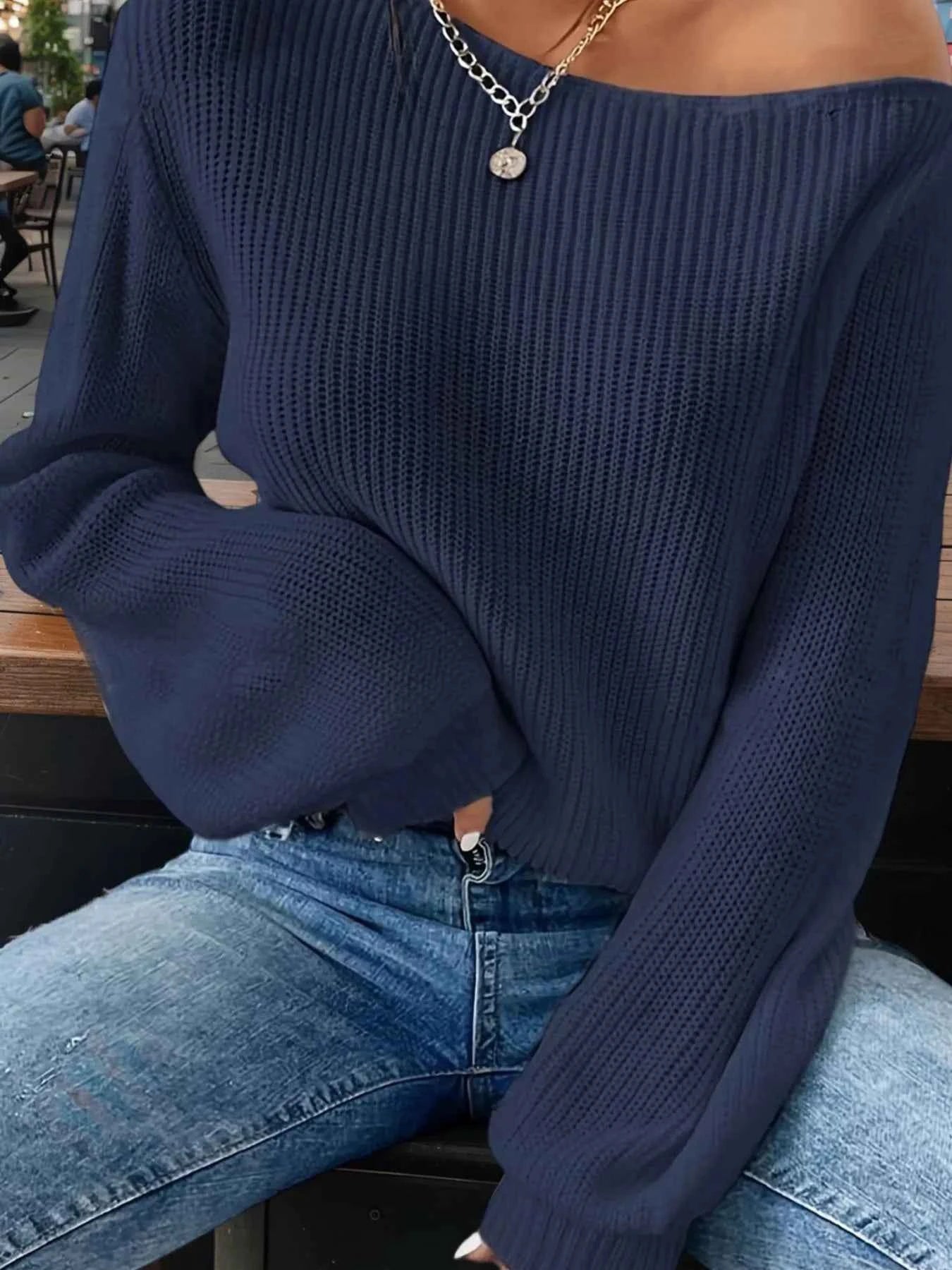 One-Shoulder Ribbed Knit Top with Relaxed Fit a3b89cba-75a1-4f53-a11b-2c6afdb74a21-Max-Origin