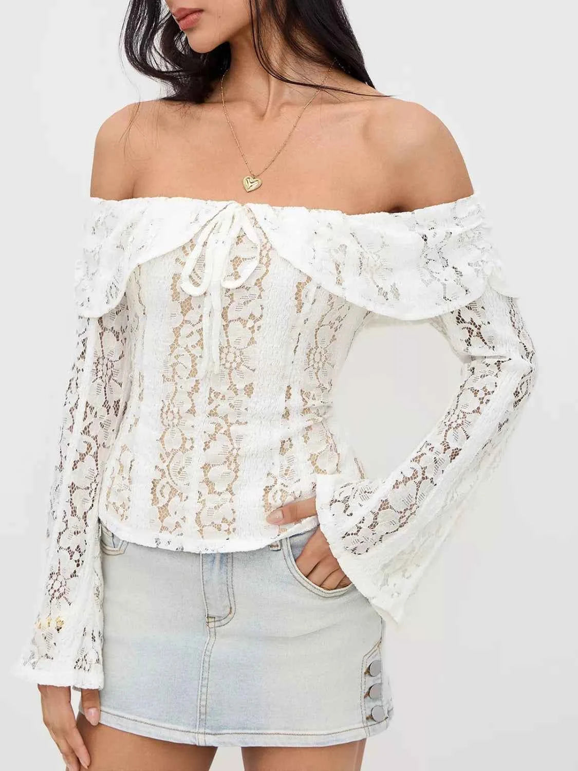 Off-Shoulder Lace Top with Bell Sleeves a4fa5179-8761-43e8-bec3-6ae88b71d500-Max-Origin