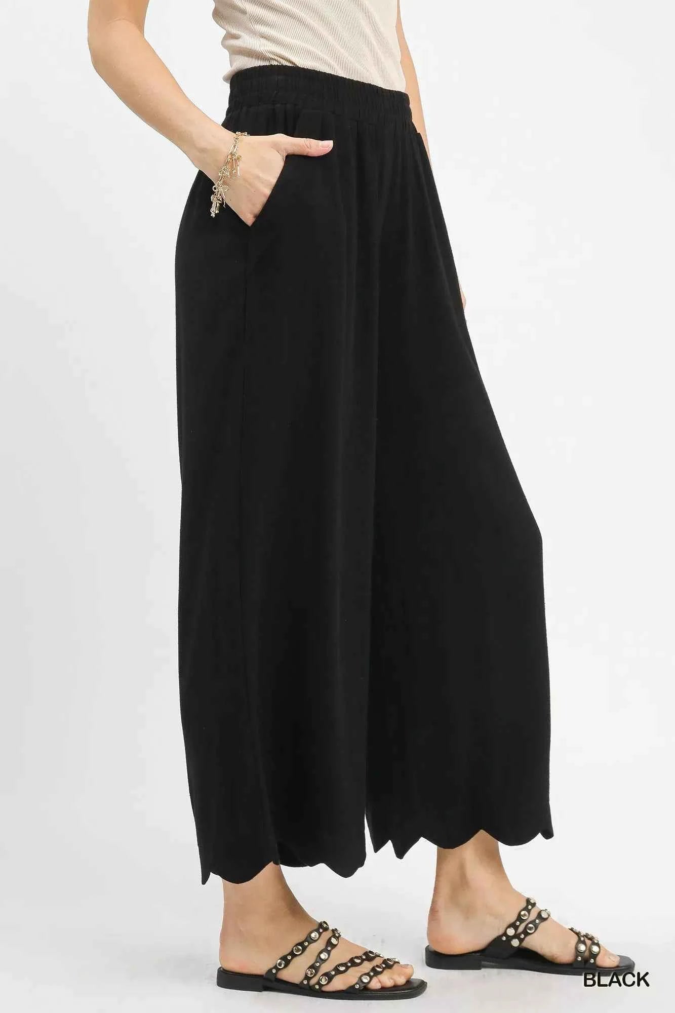 Umgee Linen Blend Scallop Hem Wide Leg Pants a558439a-122a-4449-9703-93c25530b4e6-Max-Origin