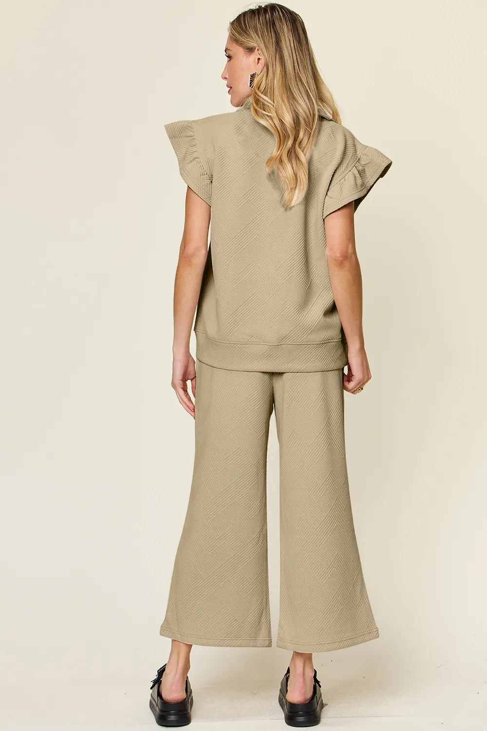 Double Take Texture Ruffle Short Sleeve Top and Drawstring Wide Leg Pants Set a57ffae5-5af1-41b1-9fed-dedcc4876226-Max