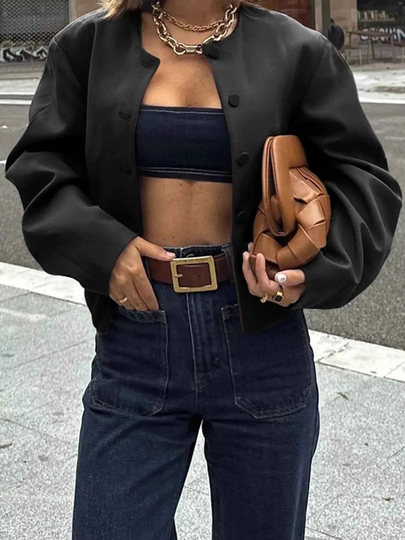 Button Up Long Sleeve Jacket Black a624fdb79be0426f9c380add093a10b8-Max-Origin