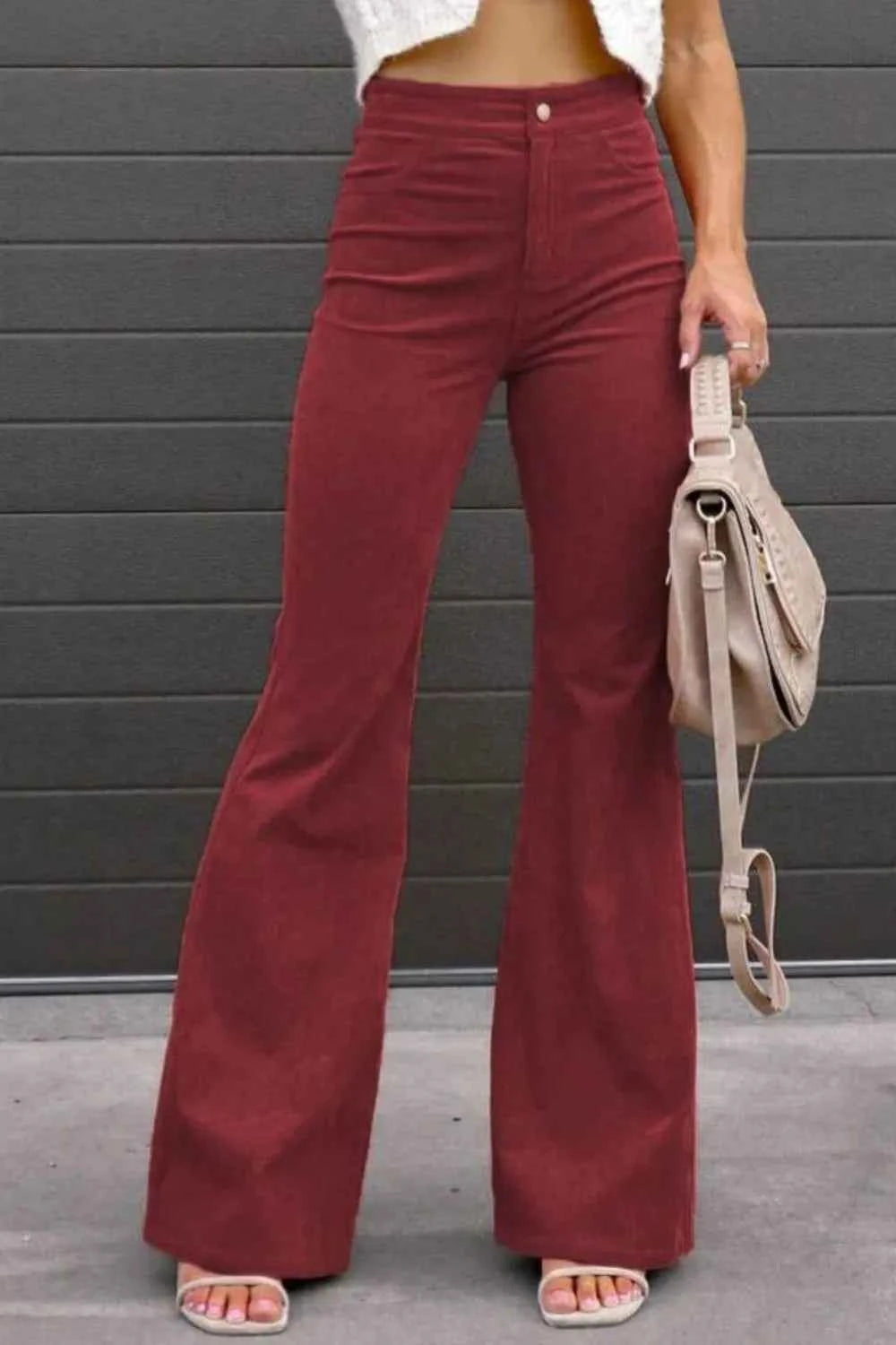 Full Size Hight Waist Bootcut Pants Plus Size Burgundy a6329319-8522-4d24-bb16-f838a2fd44e2-Max-Origin