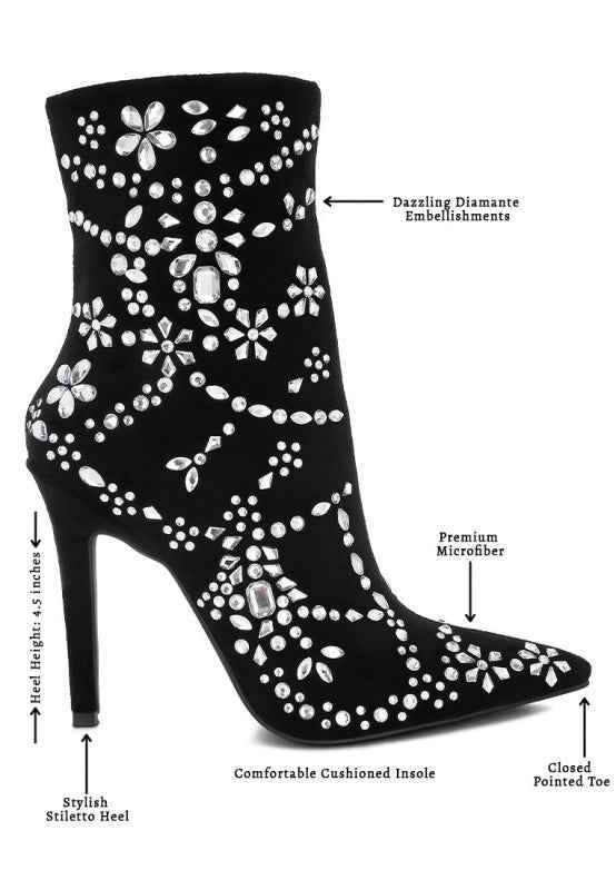 Dunari Diamante Embellished Microfiber Boots a69edf72-394a-4210-a7df-0e0ea02c9907