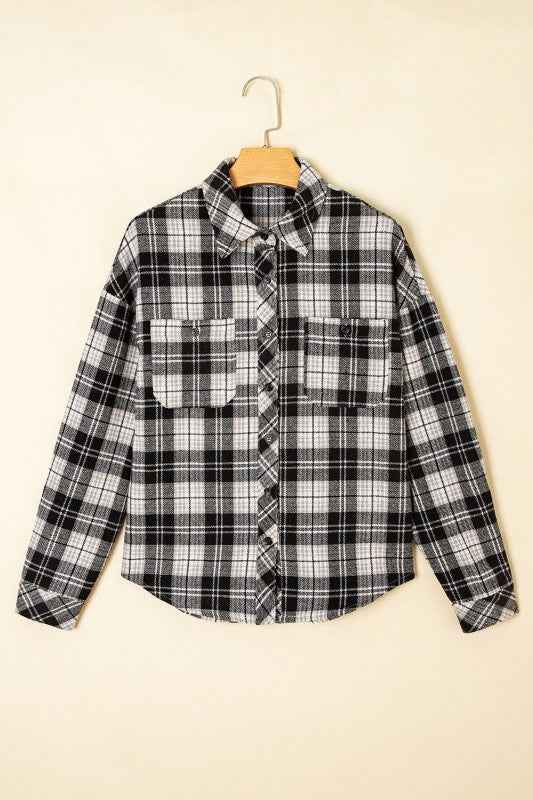 Plaid Chest Pocket Long Sleeve Buttoned Shirt a78f6d1f-1e19-48de-be2e-4ada97802b0a