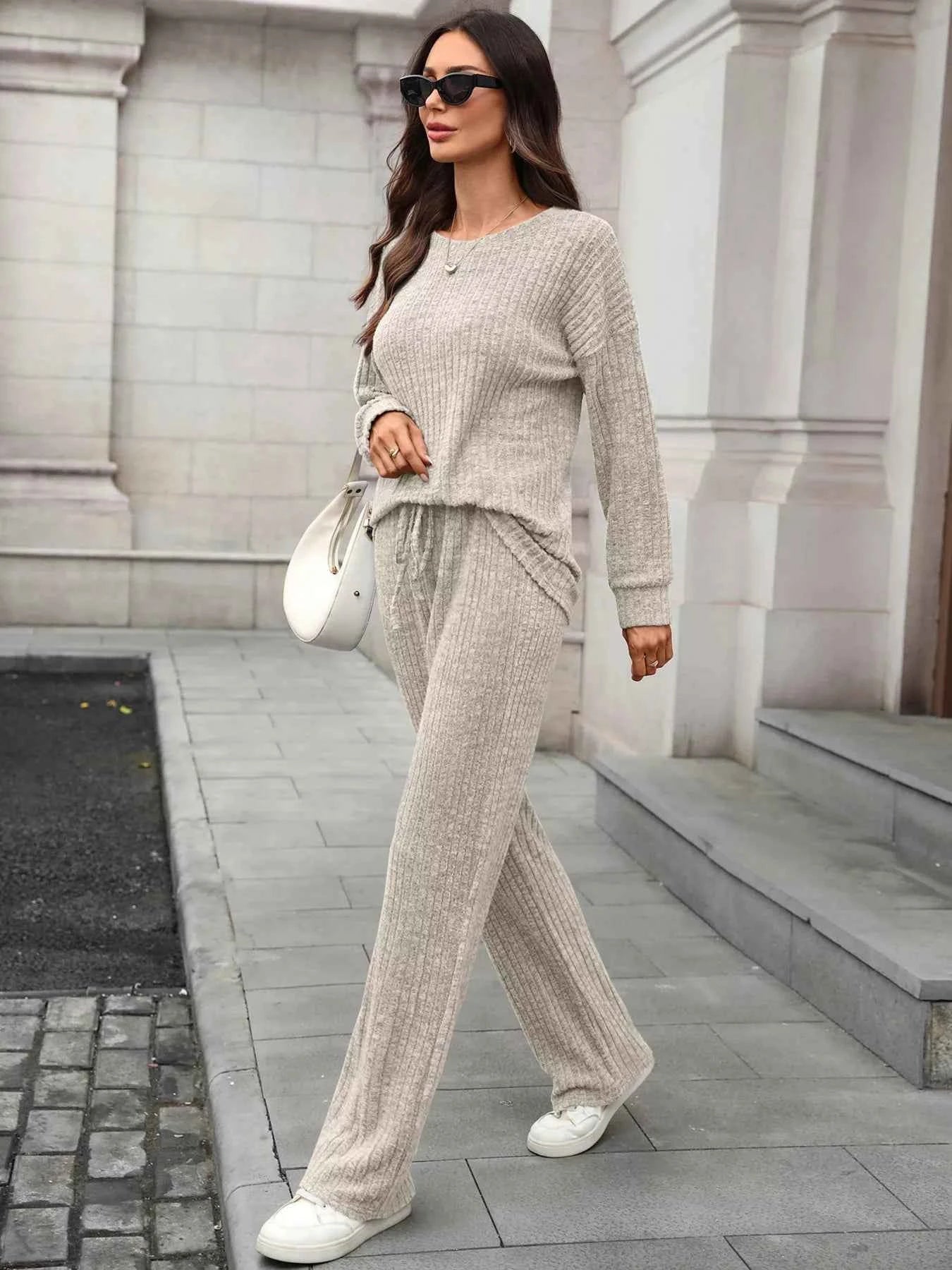 Ribbed Round Neck Top and Pants Set a81e5eabb0194355ae9ea41448672250-Max-Origin