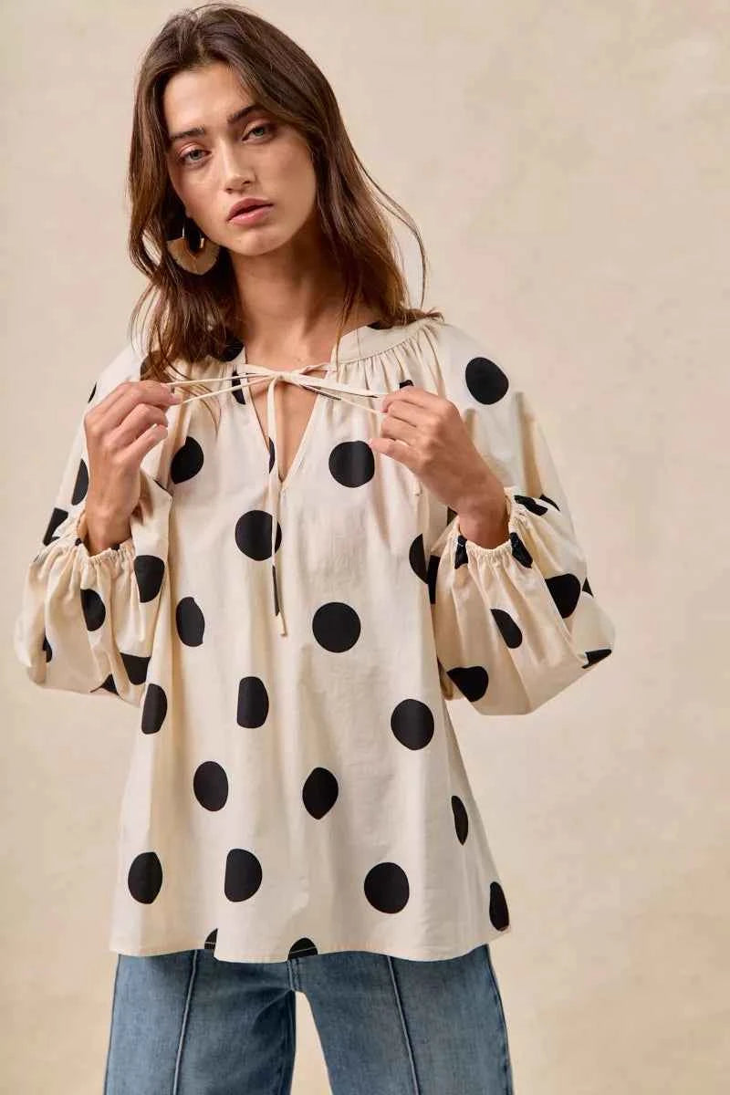BiBi Polka Dot Exaggerated Balloon Sleeves Blouse a8baa31882b144e8a375a36a47043d8d-Max-Origin