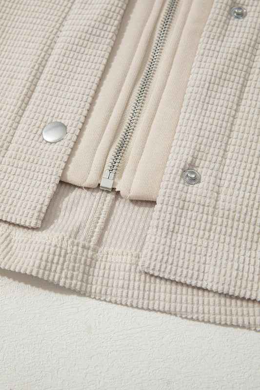 Textured Knit Pocketed Drawstring Hooded Jacket a915243d-3650-4aef-9db8-8ba8c48be7ac