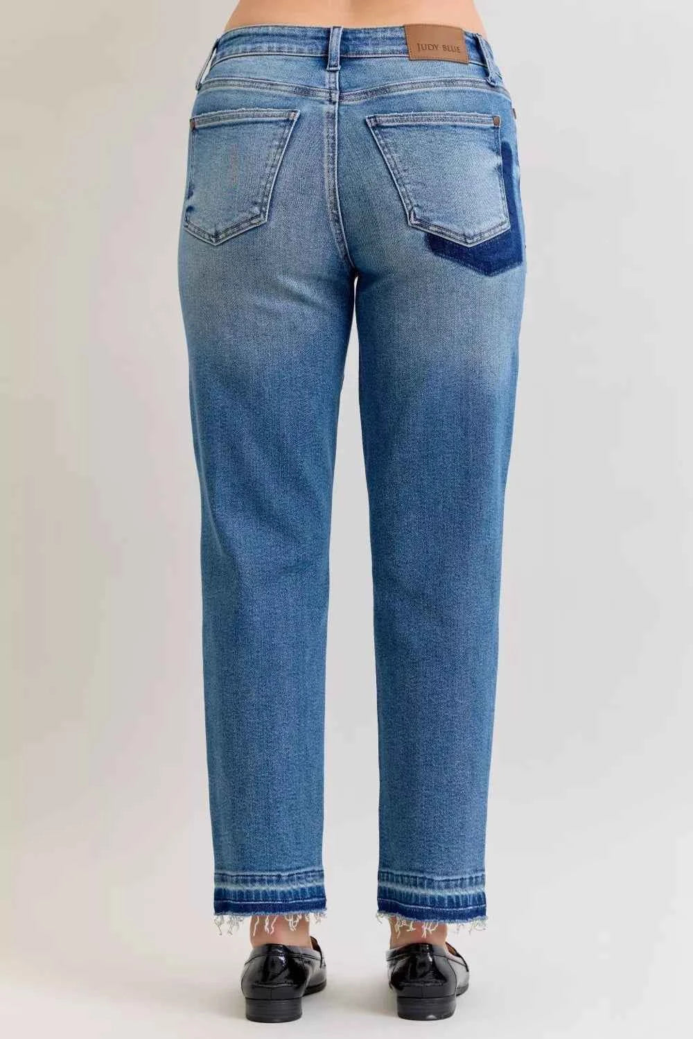 Judy Blue Full Size Mid Rise Bf Patch & Repair Destroy Release Hem Jeans Plus Size a9cc9541449f49e5bf02c81348e311f1-Max-Origin
