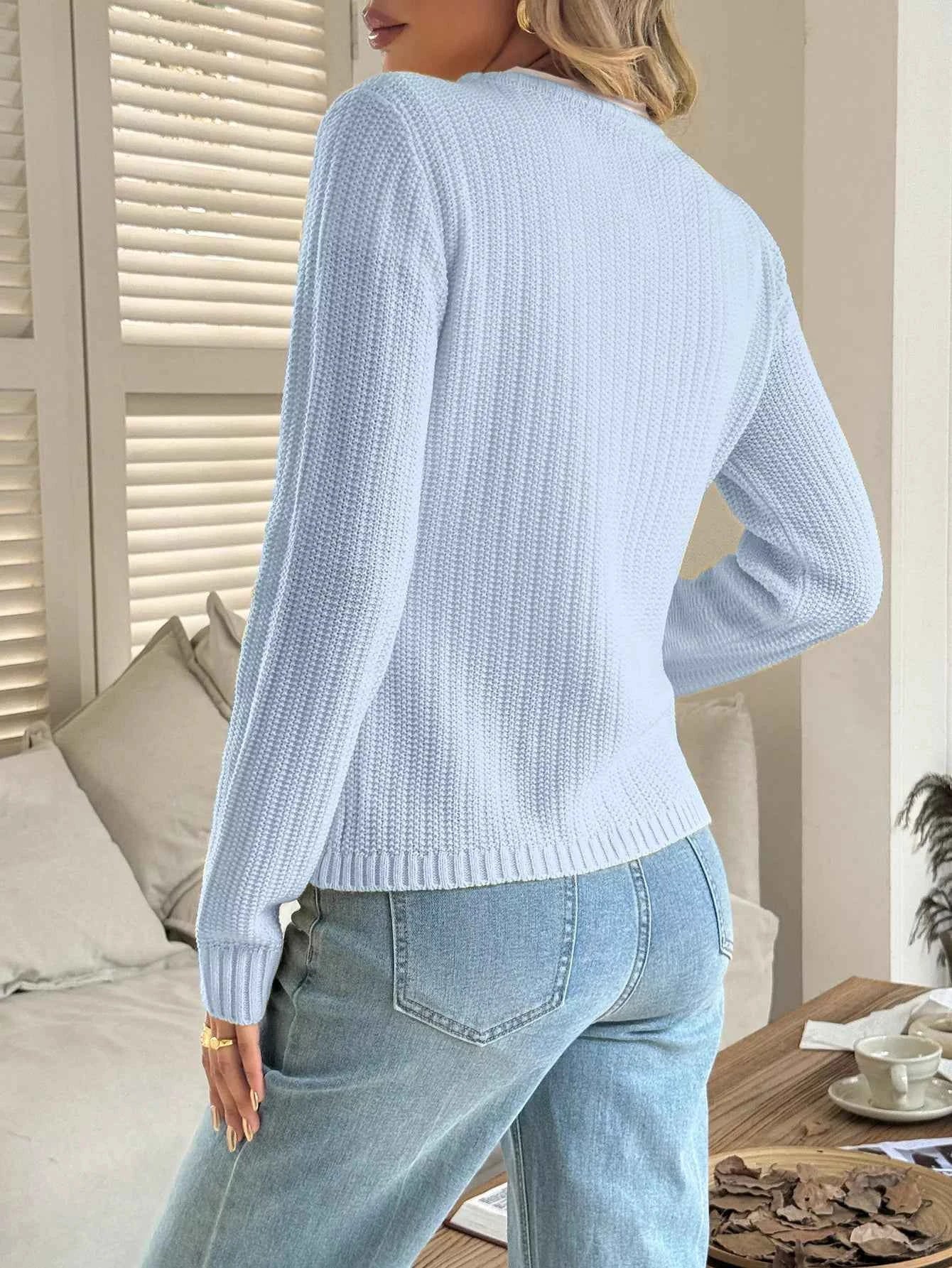 Button-Front Ribbed Long Sleeve Cardigan ab02f799-fc07-4806-a859-f11db5296dda-Max-Origin