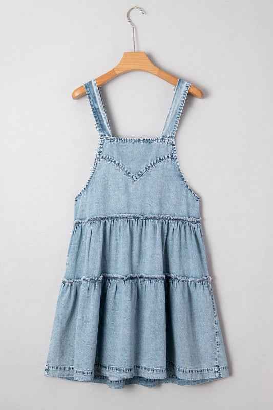 Denim Frill Tiered Flowy Dress abb87fe3-6345-4fda-b02e-f0071a5a41e9