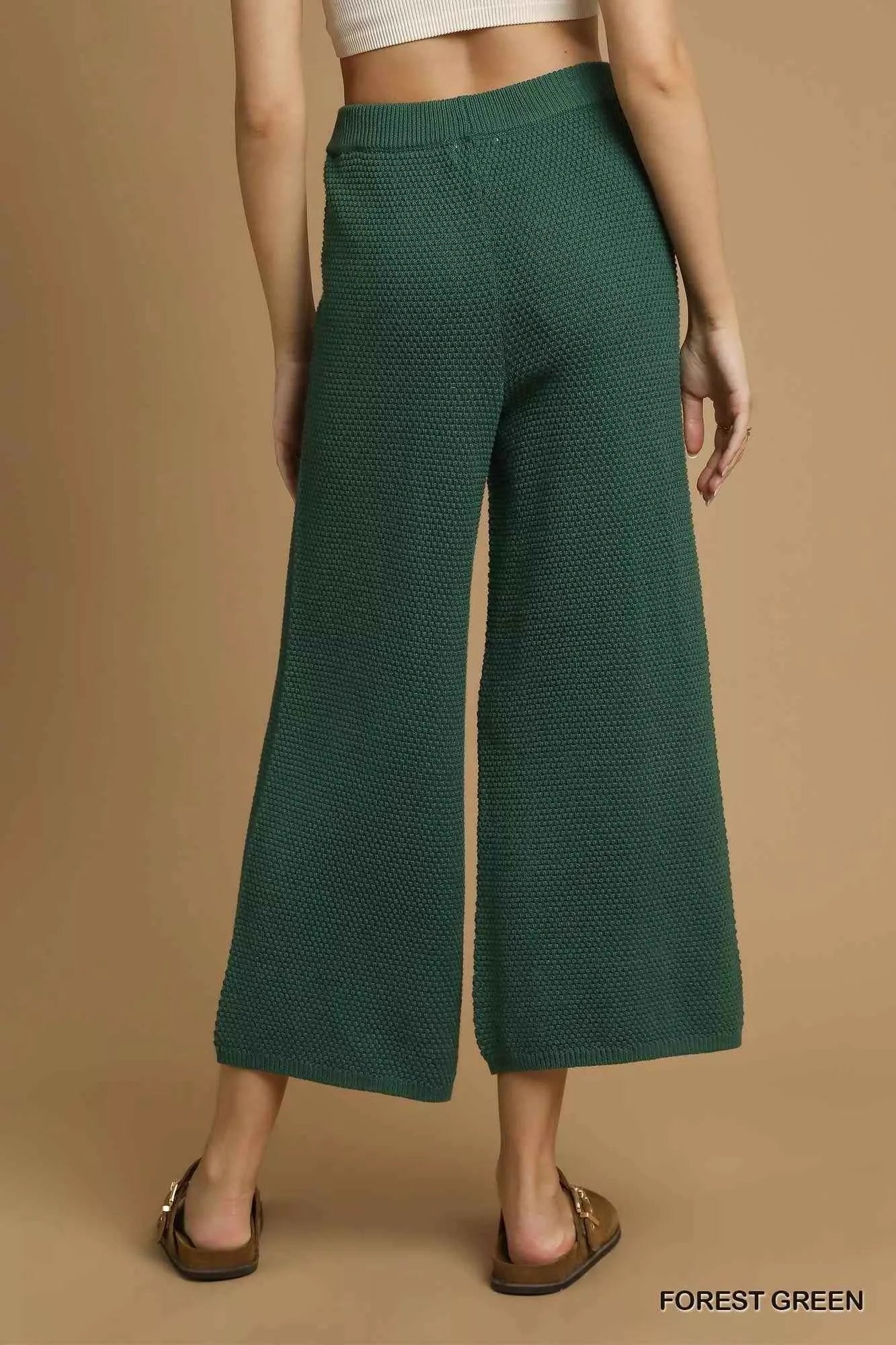 Umgee Textured Knit Wide Leg Pants
