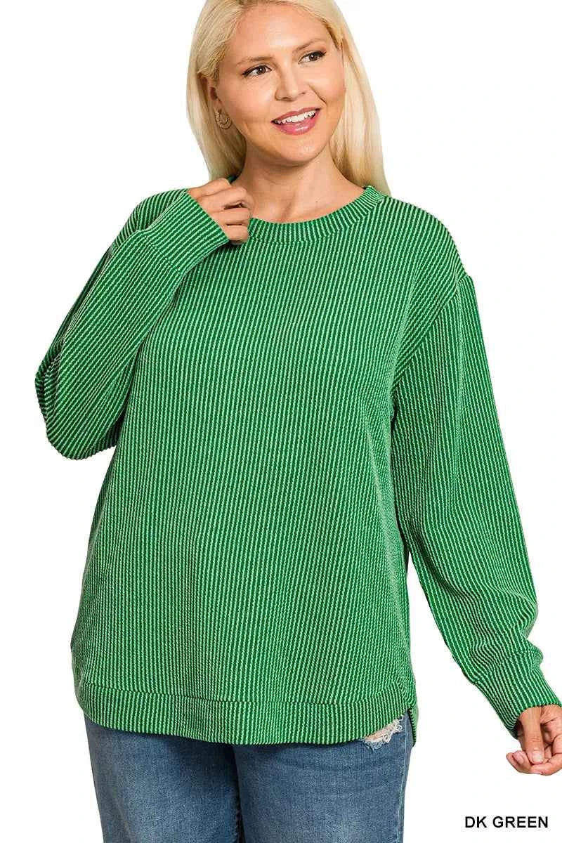 Zenana Full Size Raised Rib Round Neck Long Sleeve Top Plus Size aca17404-78bd-4aa8-8504-6a3e316d1631-Max-Origin