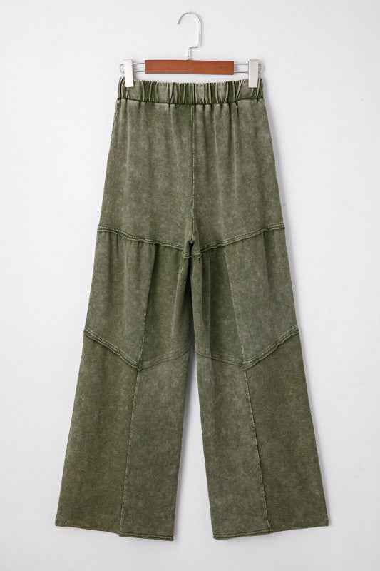 Mineral Wash Patchwork Tiered Wide Leg Pants acb82a4b-7f07-4b13-b5f8-870f25fe29da