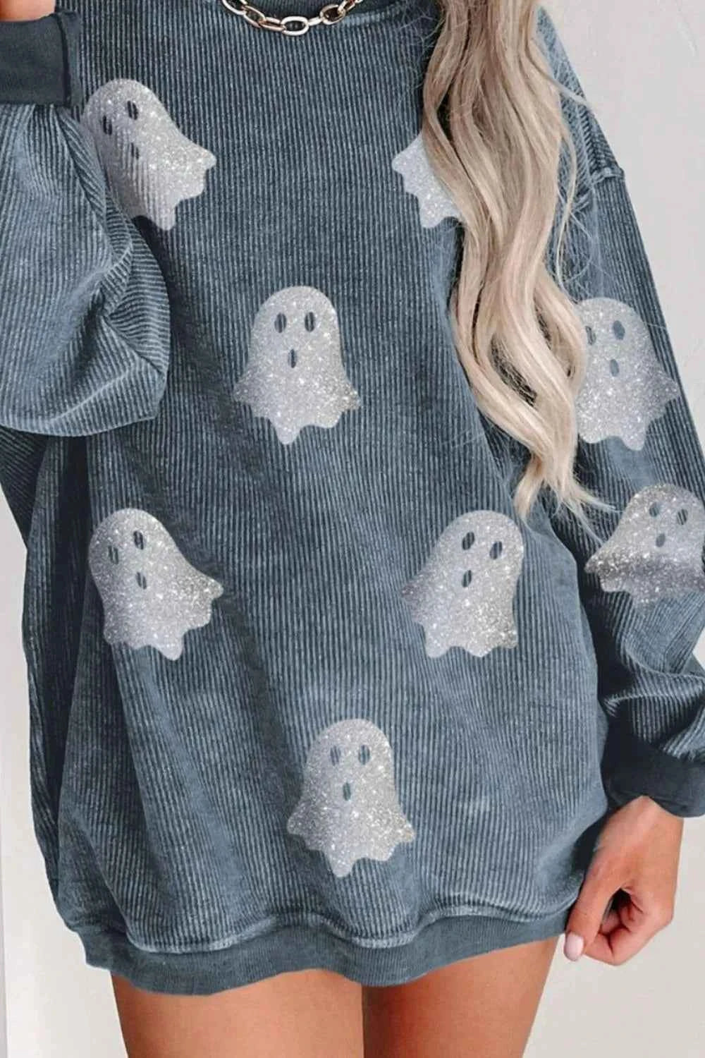 Glitter Ghost Round Neck Long Sleeve Sweatshirt acd9f760-272d-4aa2-90d0-f5a3f6da83b4-Max