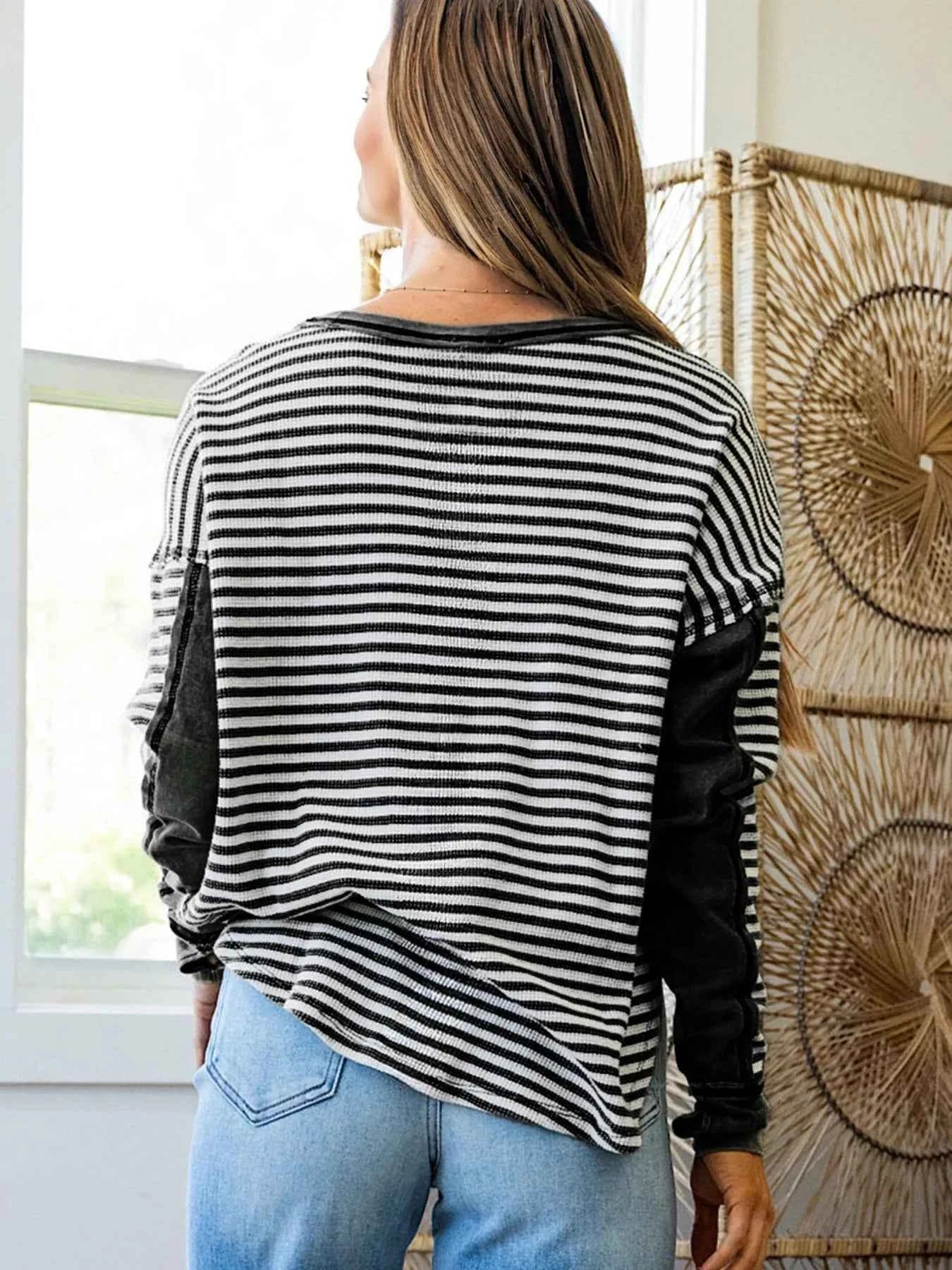 Striped Drop Shoulder Casual Top ad53fe468a3b46ea8d76addbf770a89c-Max-Origin