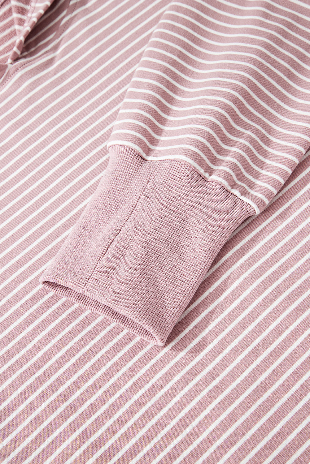 Rose Stripe Thumbhole Side Slits Drop Shoulder Loose Fit Hoodie aea70ae314868b3b