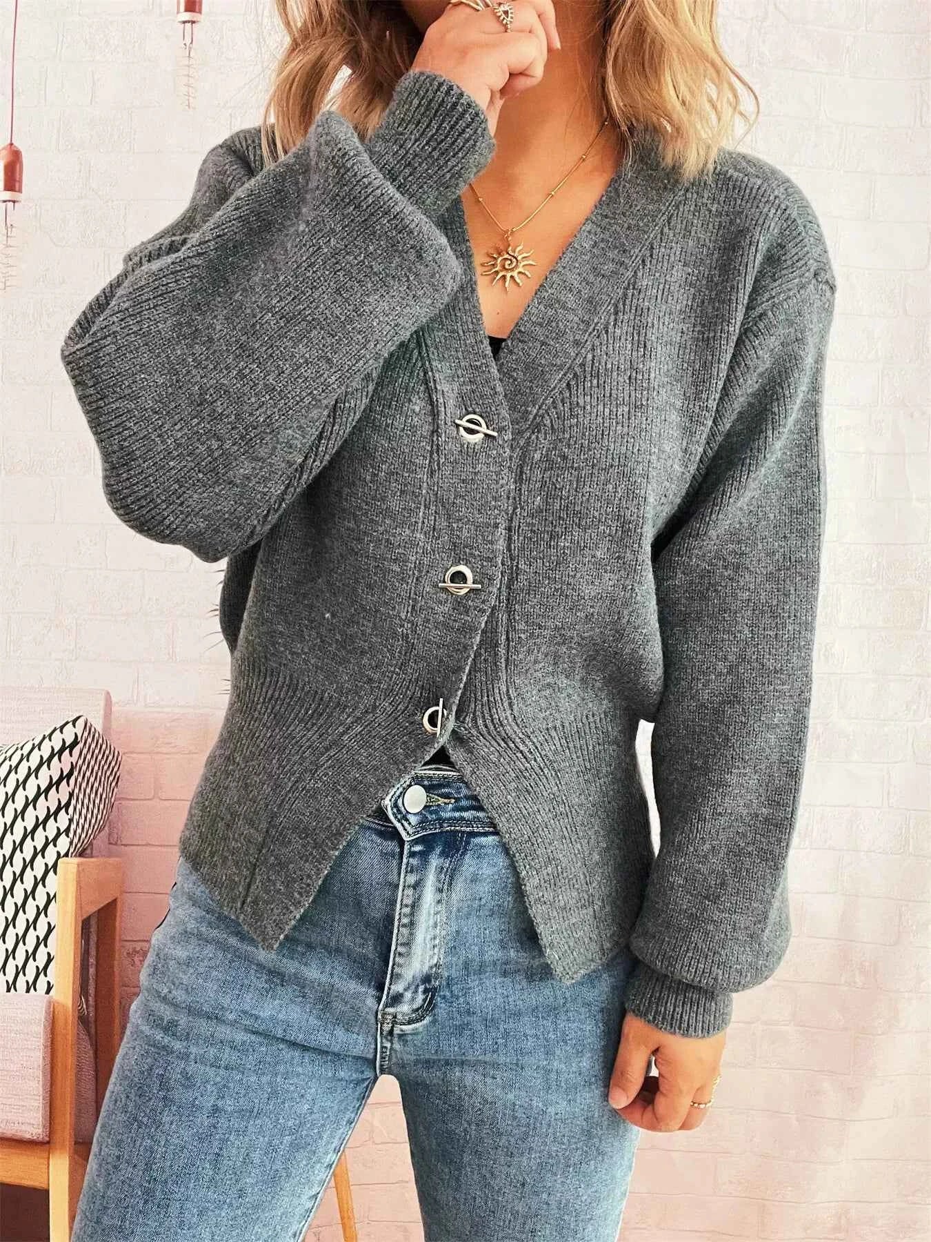 Button Up Long Sleeve Cardigan Gray One Size af277b9ad374459da194c8e9e8523ef0-Max-Origin