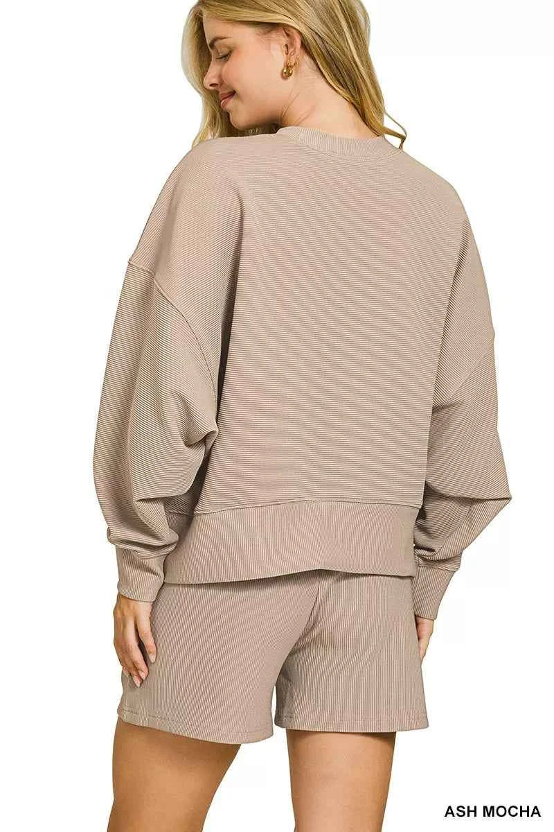Zenana Ribbed Round Neck Pullover and Shorts Set af3df0ea317342a99c61c167be8eee4e-Max-Origin