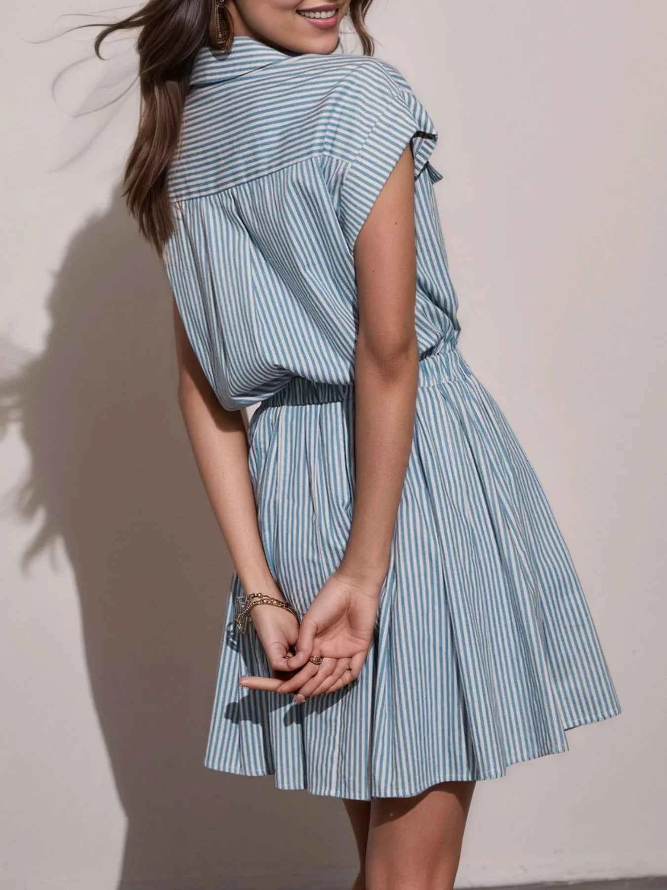 Hlaf Button Striped Cap Sleeve Mini Shirt Dress af8afcf1-4d07-4c61-bf1c-06edc623dd2e-Max-Origin