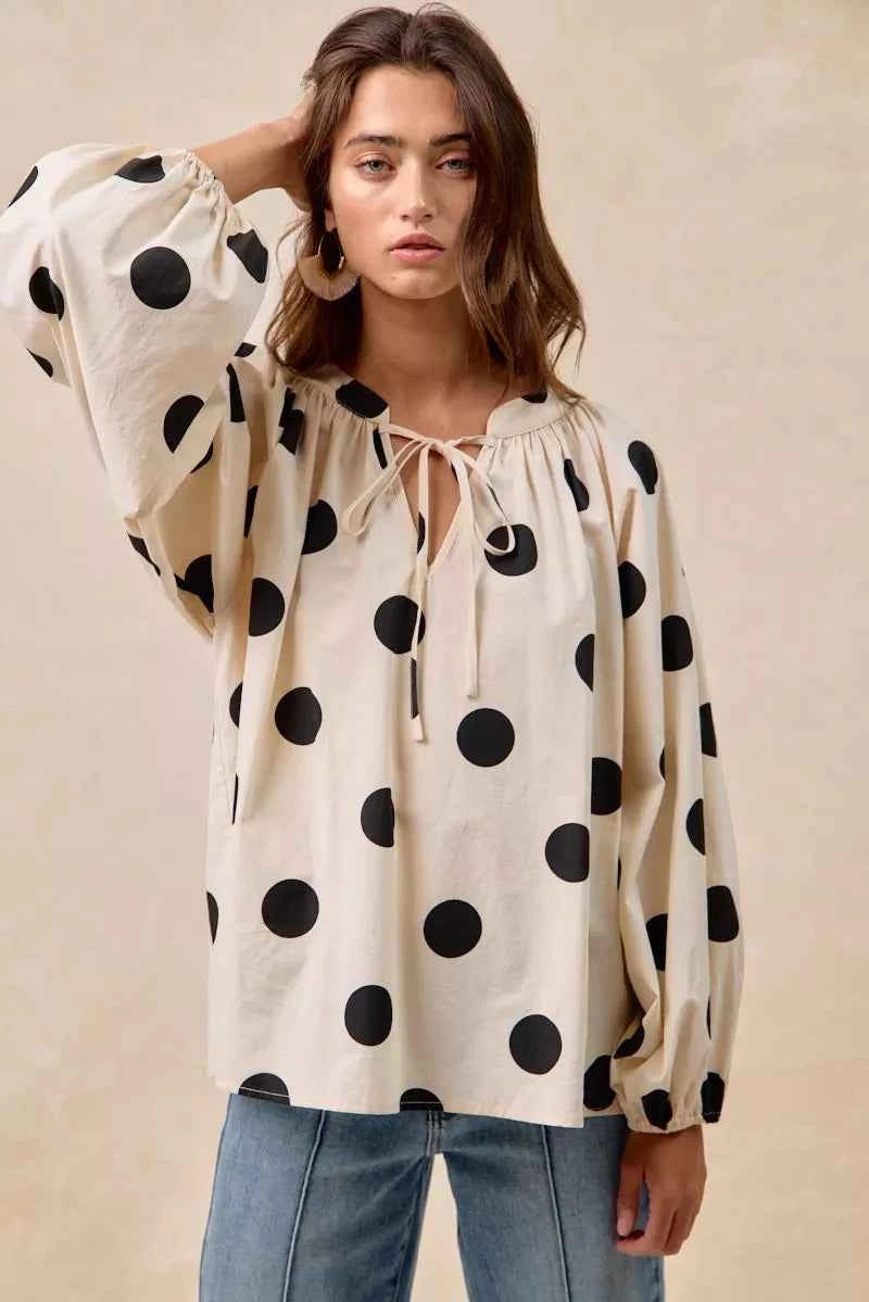 BiBi Polka Dot Exaggerated Balloon Sleeves Blouse b04ab1b1381b4897a8435a45aa505060-Max-Origin