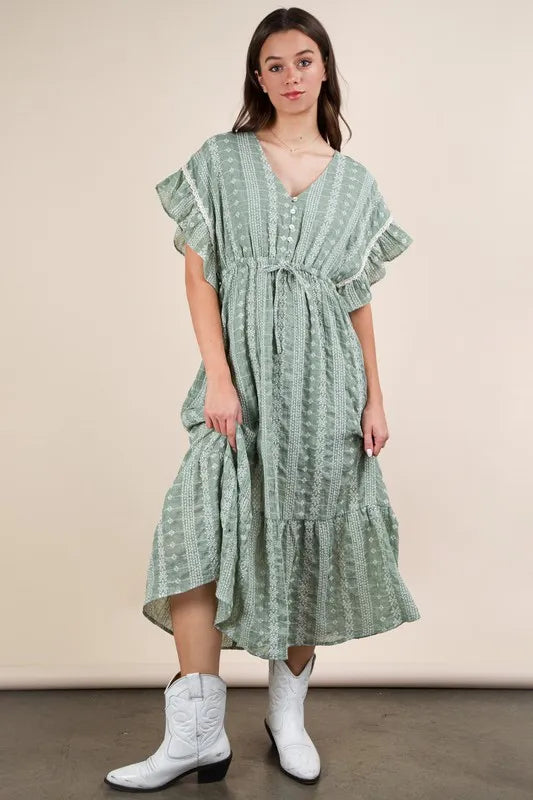 VERY J Embroidered Boho Ruffled Midi Dress b099624965664477864b2a7cf80b13c7-Max-Origin