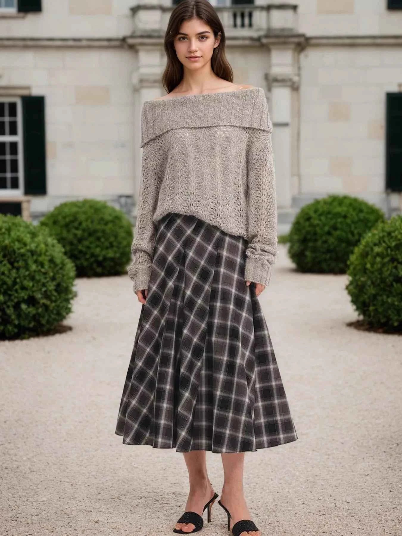 Plaid Midi Skirt b103dfbd9c9543a4a4b0214542be1296-Max-Origin