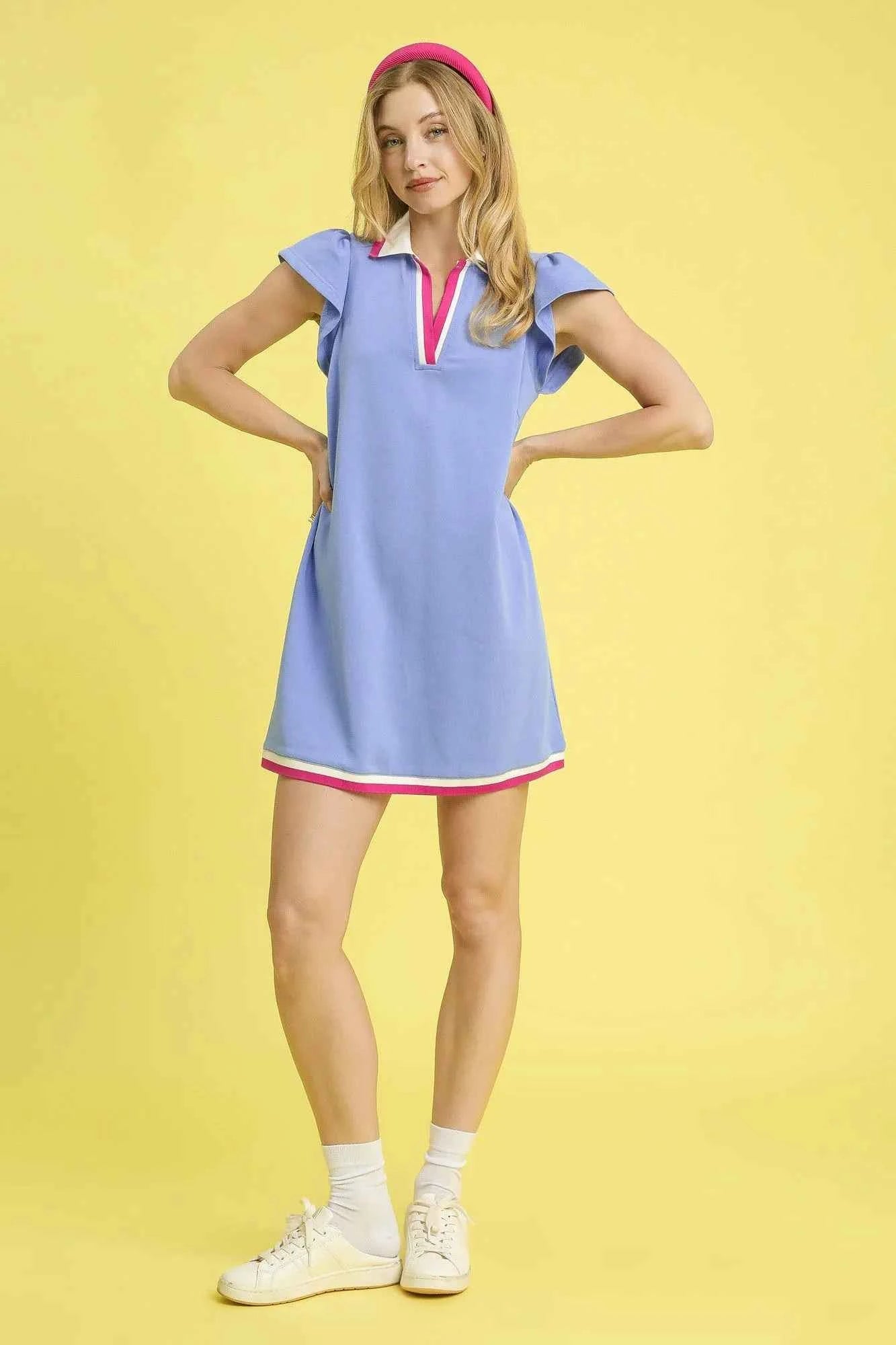 Umgee Contrast Trim Cap Sleeve Mini Dress Blue Purple b157e95a-111c-41a4-a35c-47d75c659398-Max-Origin