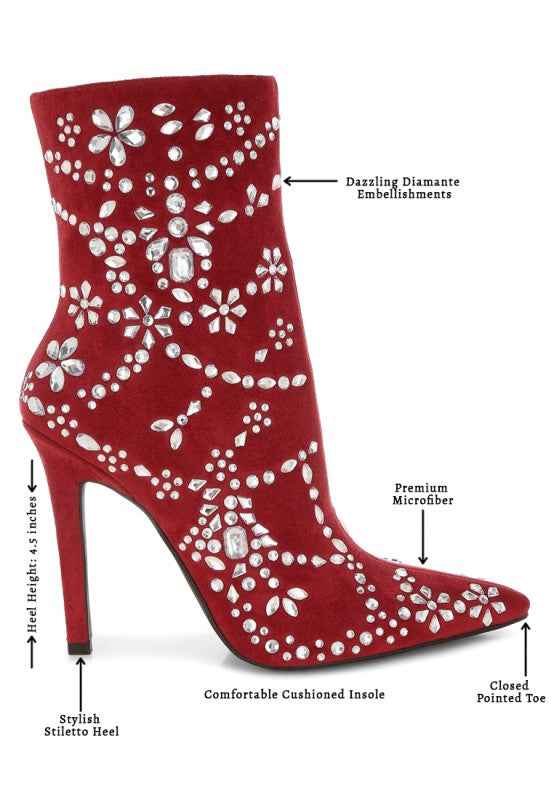 Dunari Diamante Embellished Microfiber Boots b2056aba-03e9-439d-8235-16bbd7446334