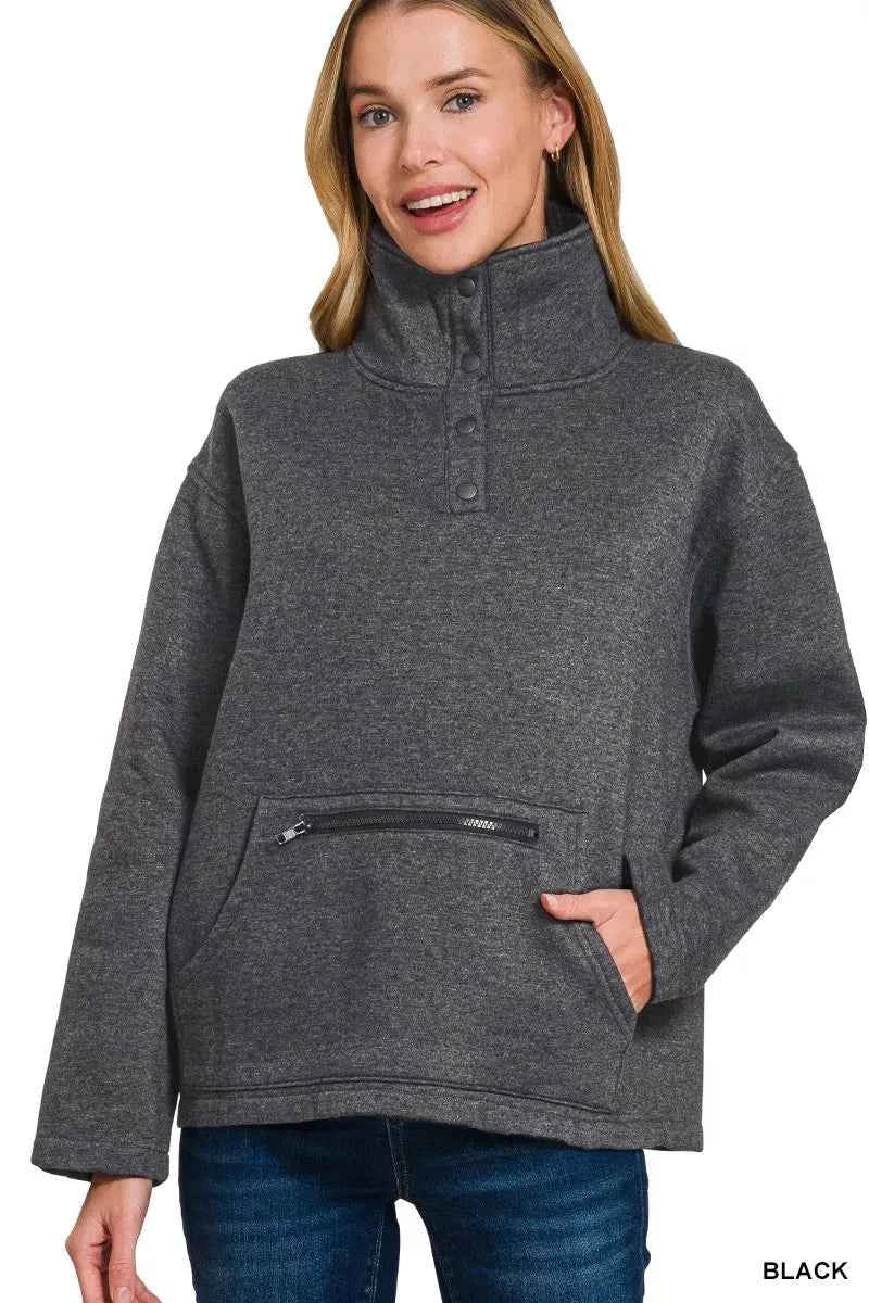 Zenana Fleece Washed High Neck Kangaroo Pocket Sweatshirt b213859cbae8439dbd66c6ba4009bbdf-Max-Origin