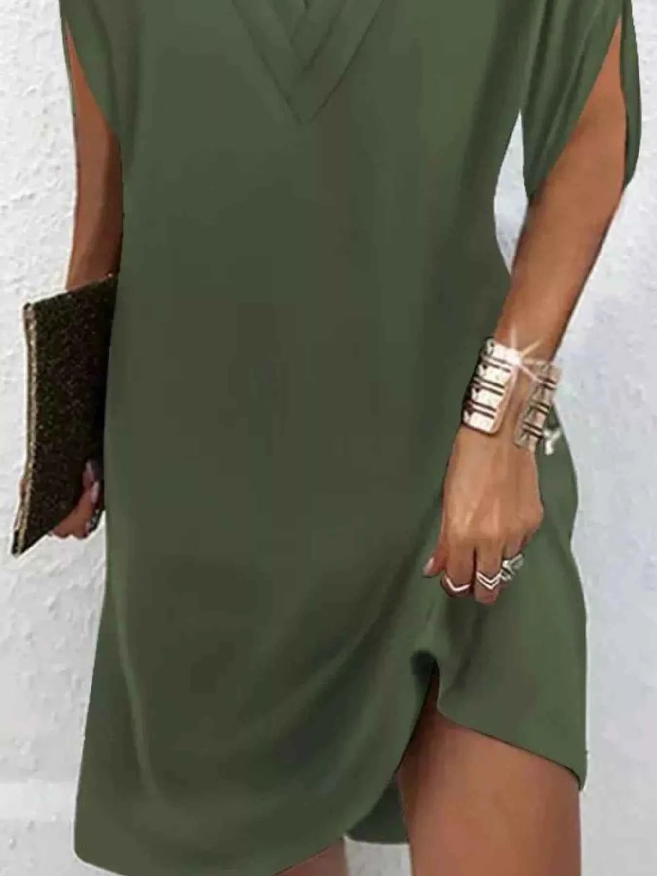 Full Size V-Neck Slit Sleeve Mini Dress Plus Size b2360c15-8df1-48cc-99c2-0eab5ddb4a19-Max-Origin