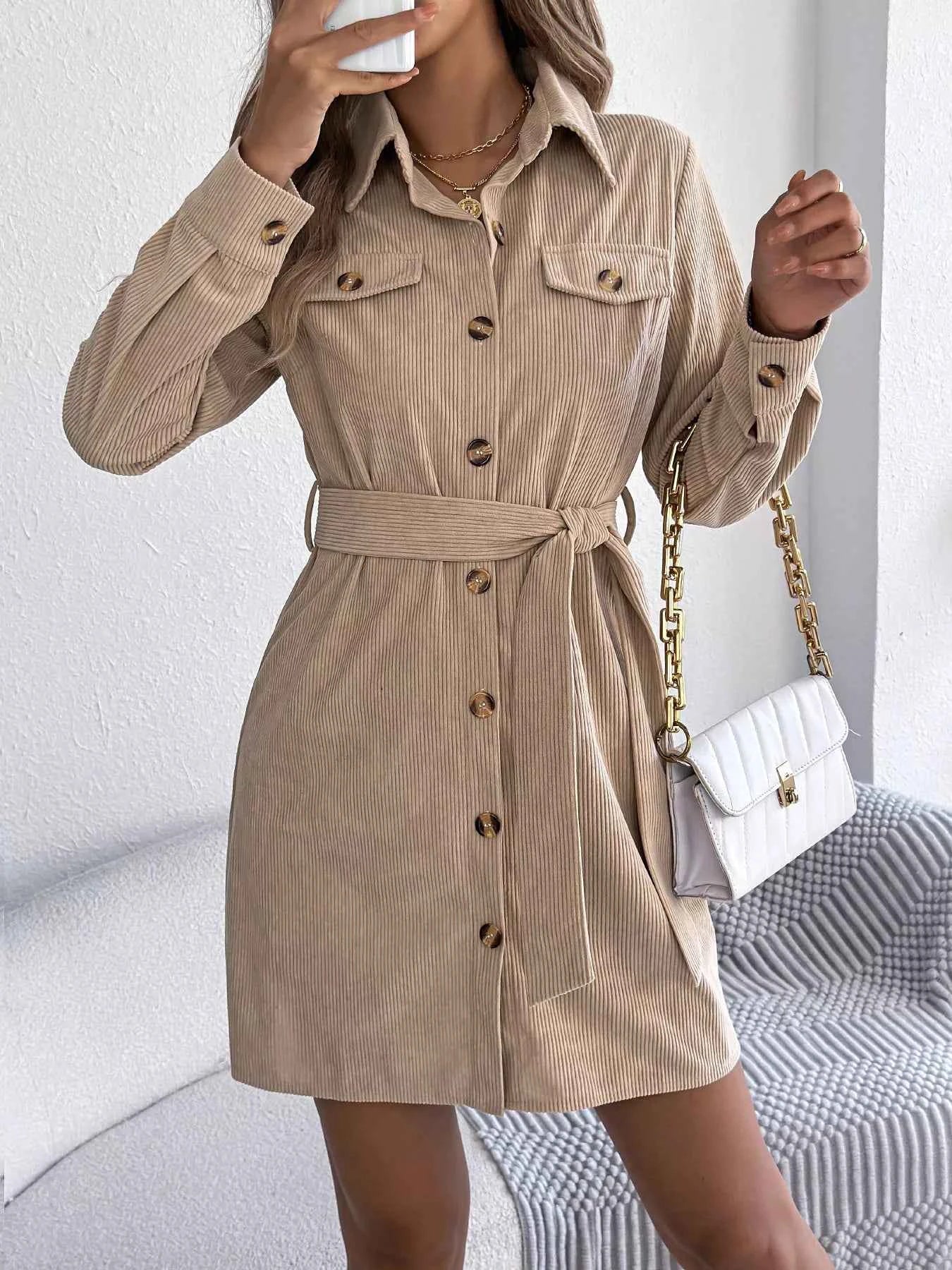 Button-Front Corduroy Shirt Dress b2618010af1e4d7b8b0f046fd7daffed-Max-Origin