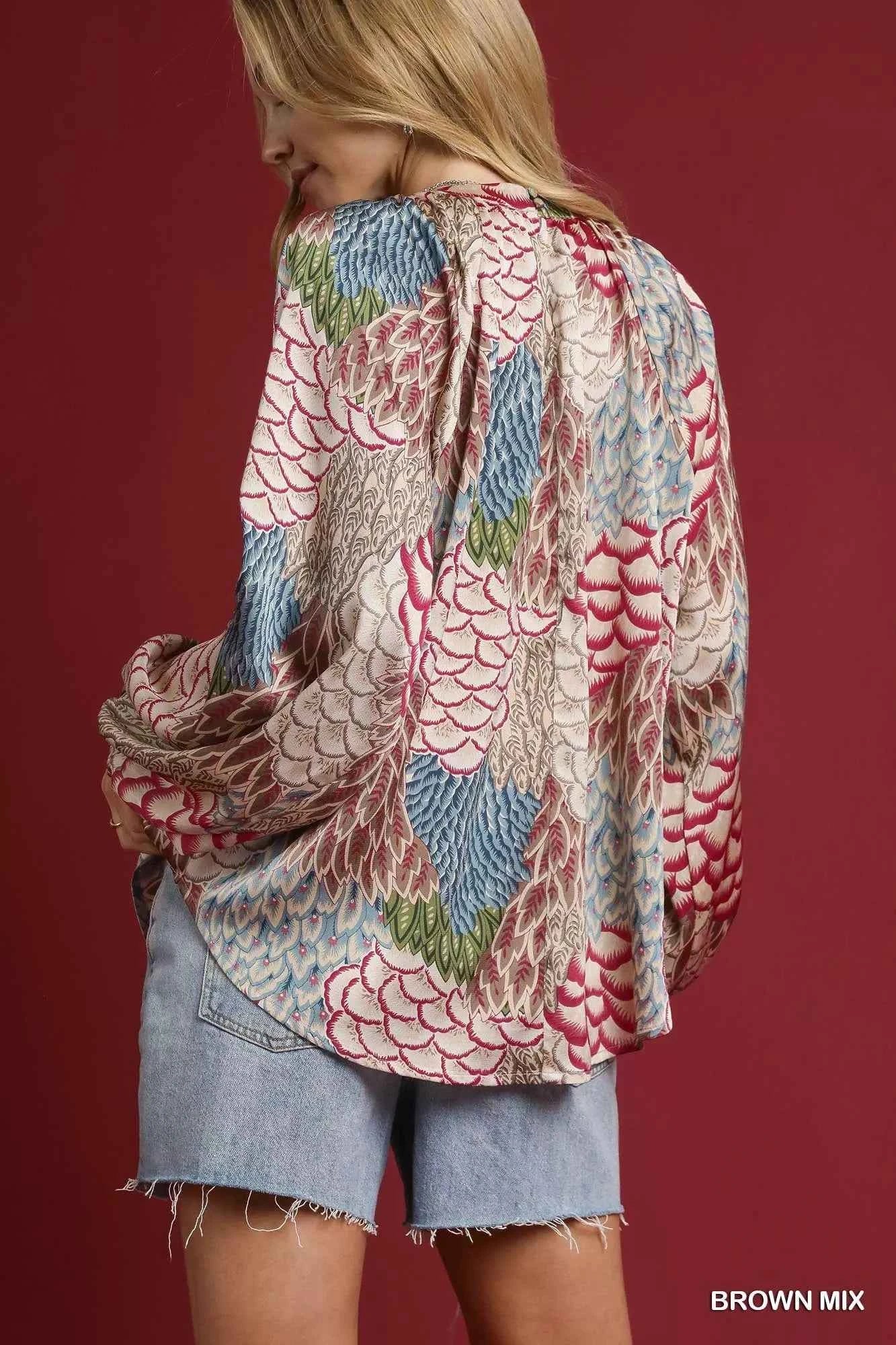 Umgee Boho Feather Print Peasant Blouse b27fa78b-52f9-4920-a8f5-b453400e3f90-Max-Origin
