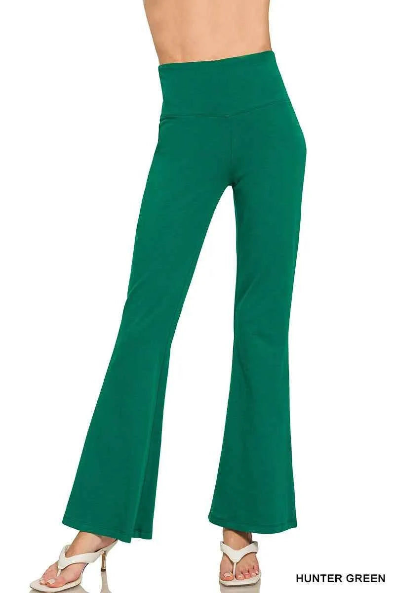 Zenana Wide Waistband Yoga Flare Pants HUNTER GREEN b319da29cd174752bb1cd5a8ad07d3fa-Max-Origin