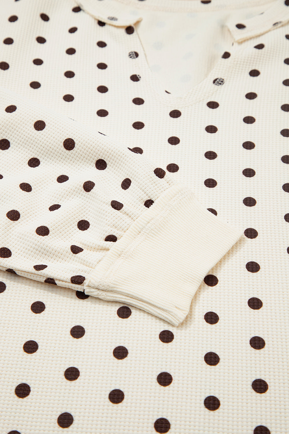 White Polka Dot Print Pullover Drawstring Jogger Pants Pajama Set b427a05a7be59830