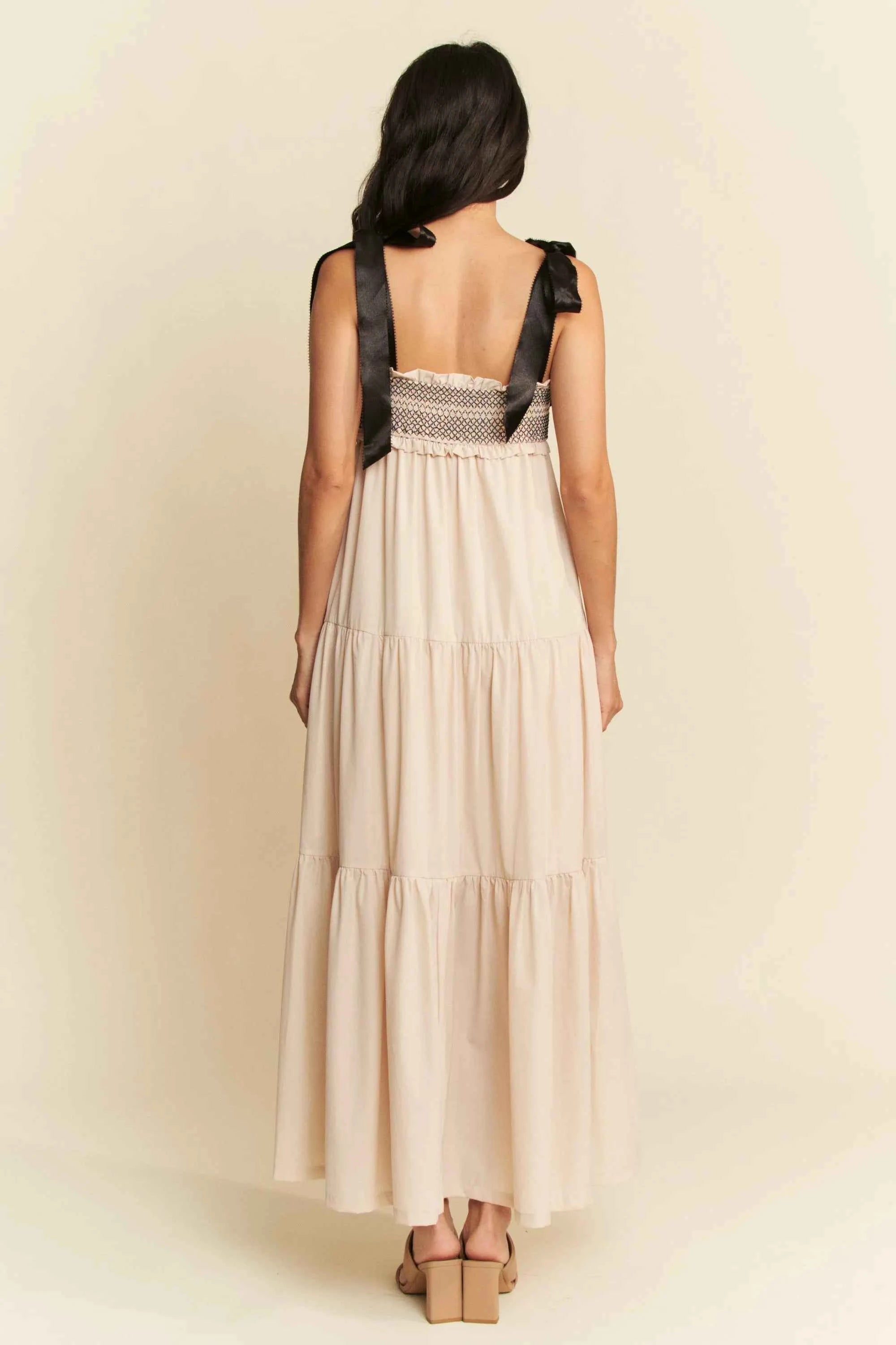 Davi & Dani Multi Contrast Smocked Bodice Straps Maxi Dress b4368f57a31a48b391c9301915fbb6fd-Max-Origin