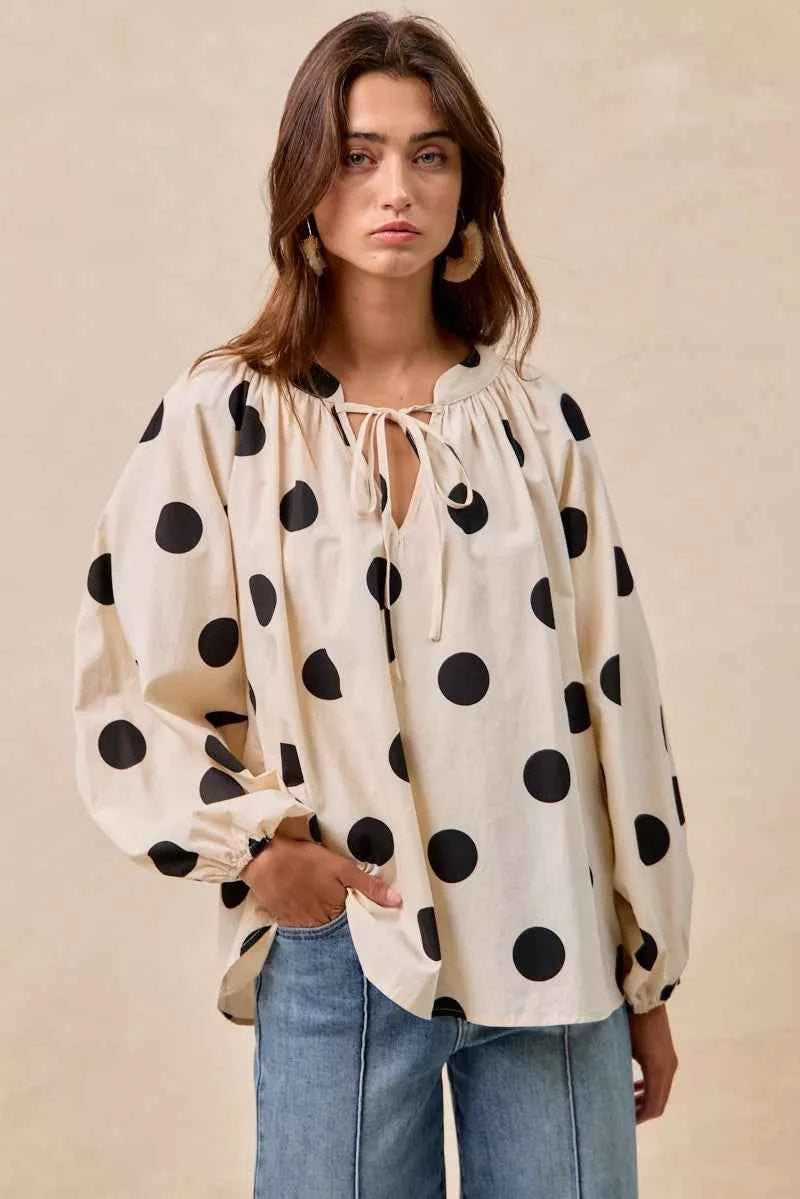 BiBi Polka Dot Exaggerated Balloon Sleeves Blouse b4962452de8c469fbc9be0733ef0dc7a-Max-Origin