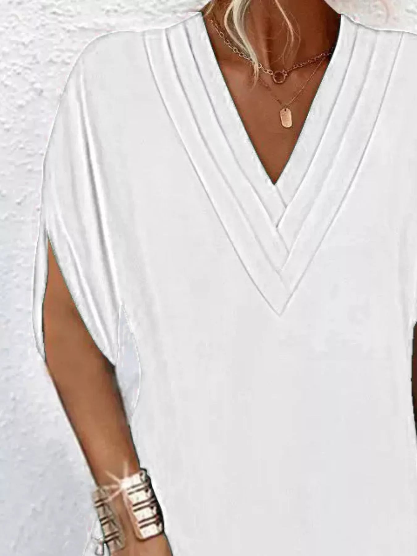 Full Size V-Neck Slit Sleeve Mini Dress Plus Size b5a44bf6-a97c-4234-90ce-b88b8033636a-Max-Origin