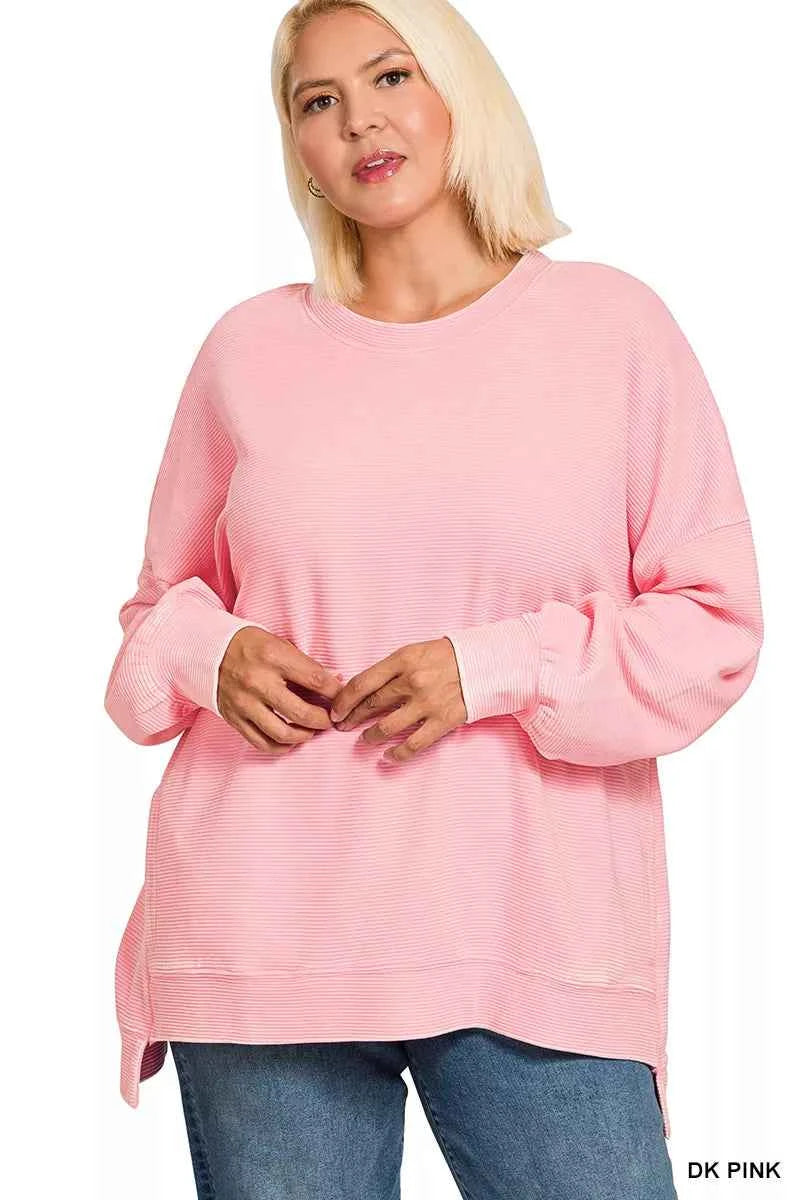 Zenana Full Size Acid Washed Double Ribbed Hi-low Sweatshirt Plus Size b60d1f7c-fa53-4ce2-8d6d-7d7cd7b066ca-Max-Origin