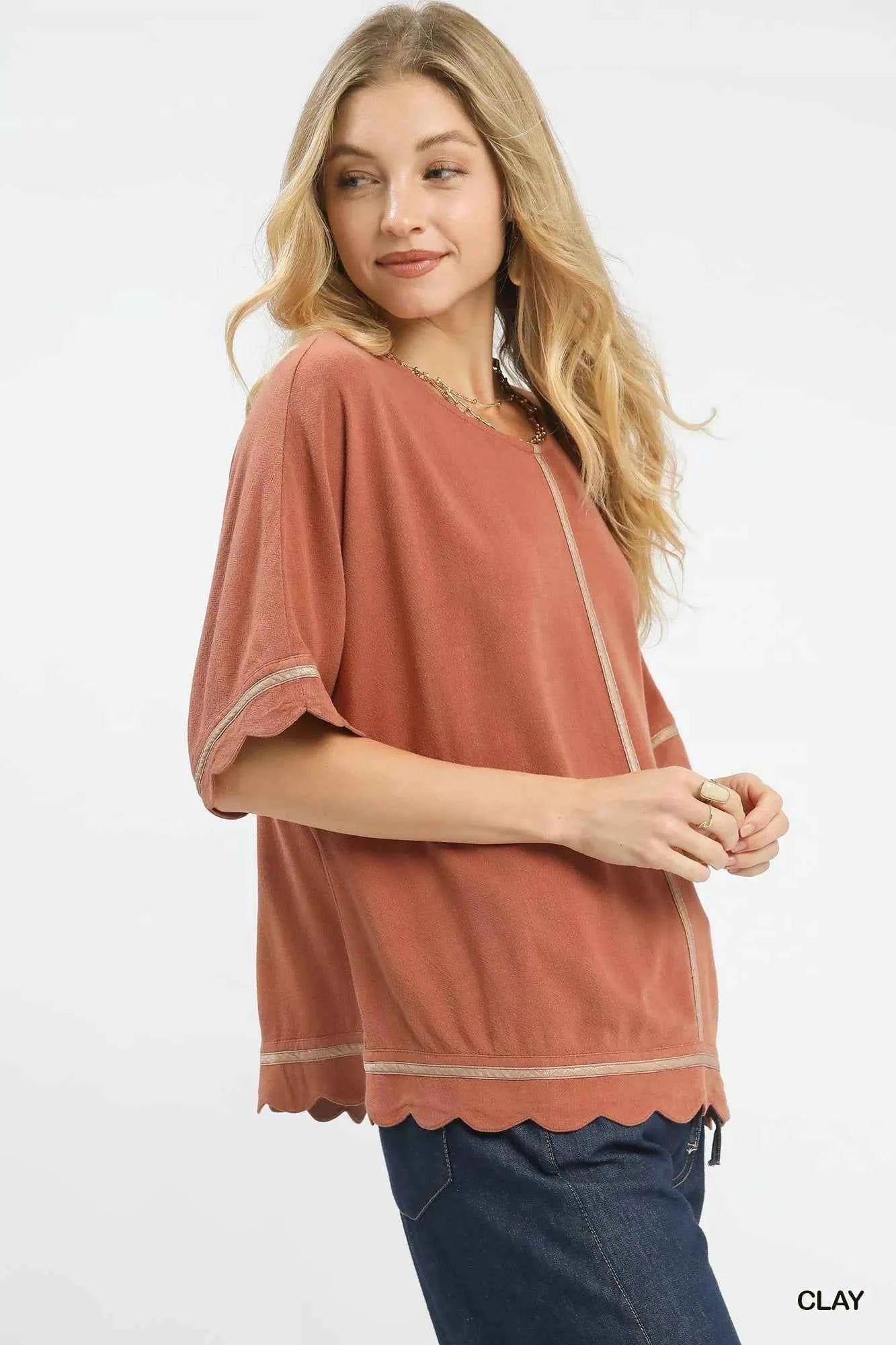 Umgee Linen Blend Scallop Trim Top b6ebe9fd-ad0c-4f2f-a97c-8278da7a34a5-Max-Origin