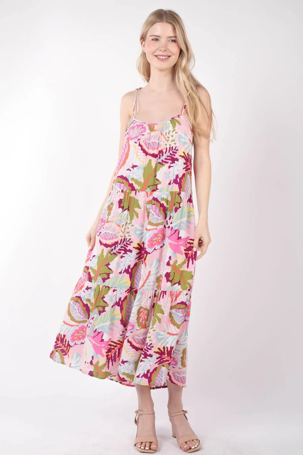 VERY J Tropical Printed Cami Midi Dress Pink Mix b76870bd-90be-40e2-b695-437800964cca-Max