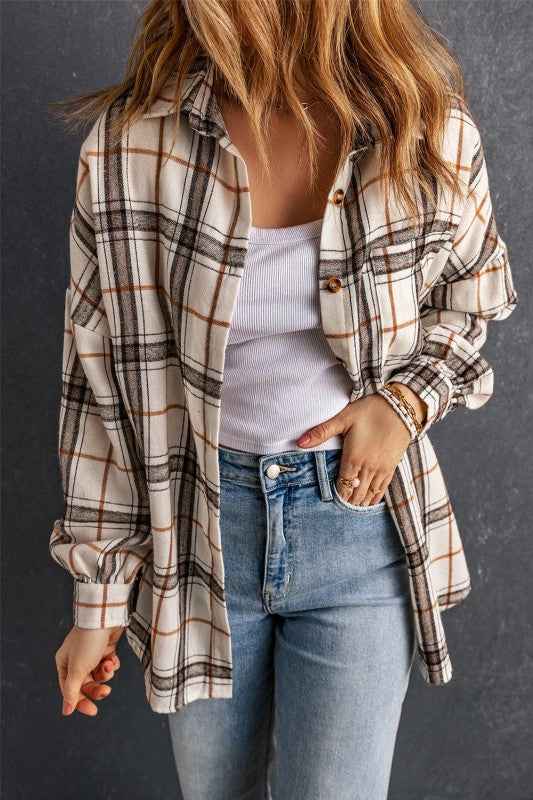 Plaid Side Slit Oversized Shacket