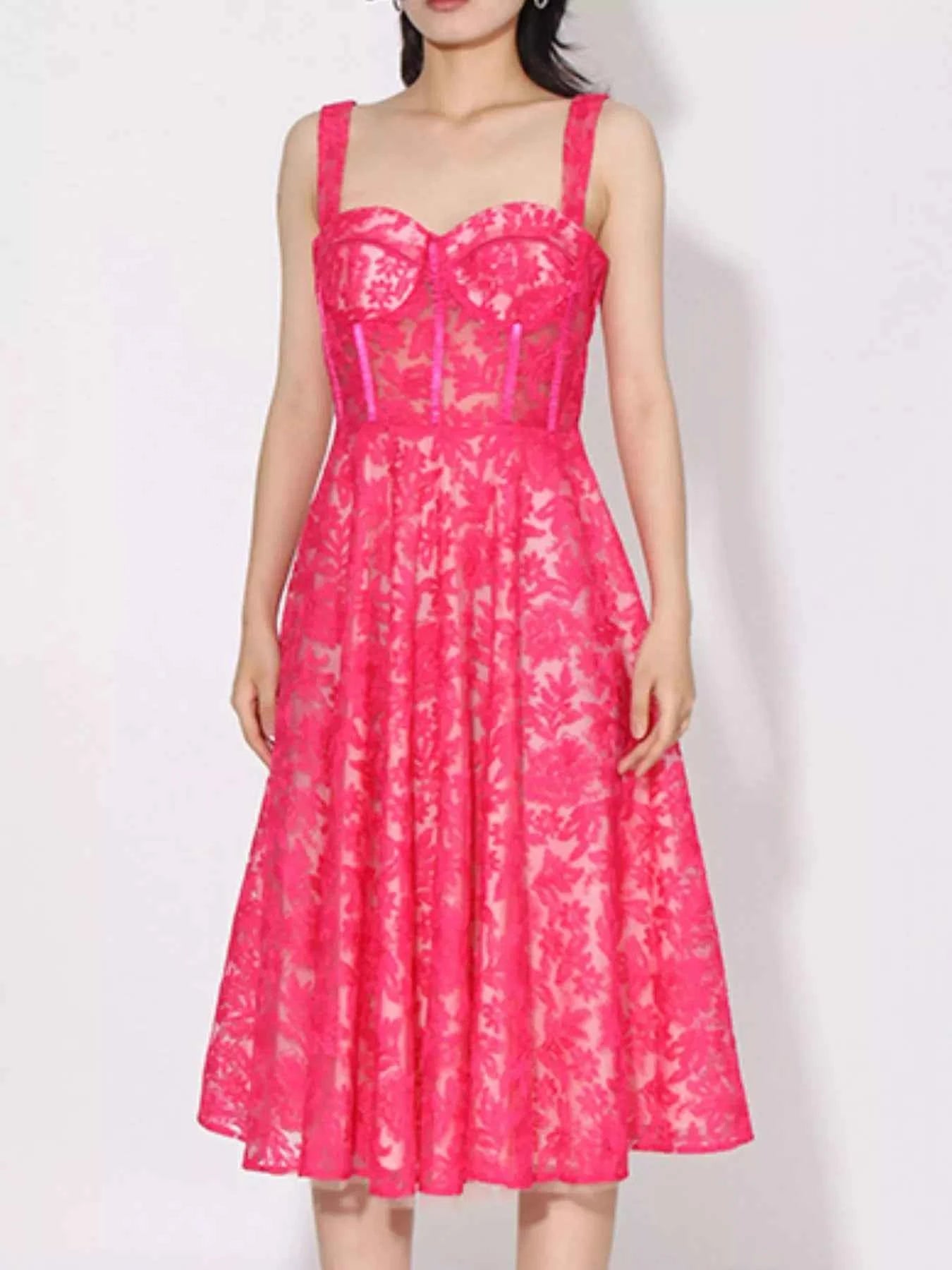 Lace Sweetheart Neck Cami Dress Rose Red b7b8baf7-7a33-4f06-ae8a-4e16b1b28439-Max-Origin