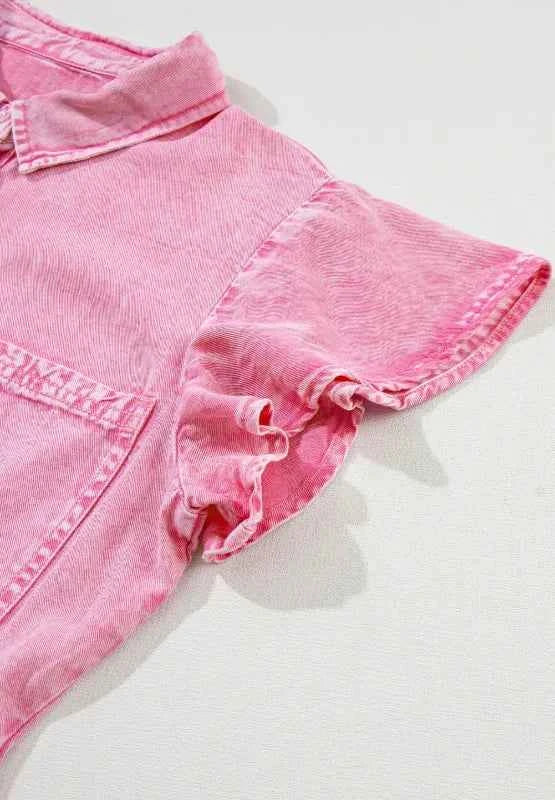 Collared Neck Button Down Mini Denim Dress b804bb98-8016-4cf1-92dd-c7295cf5ad90-Max