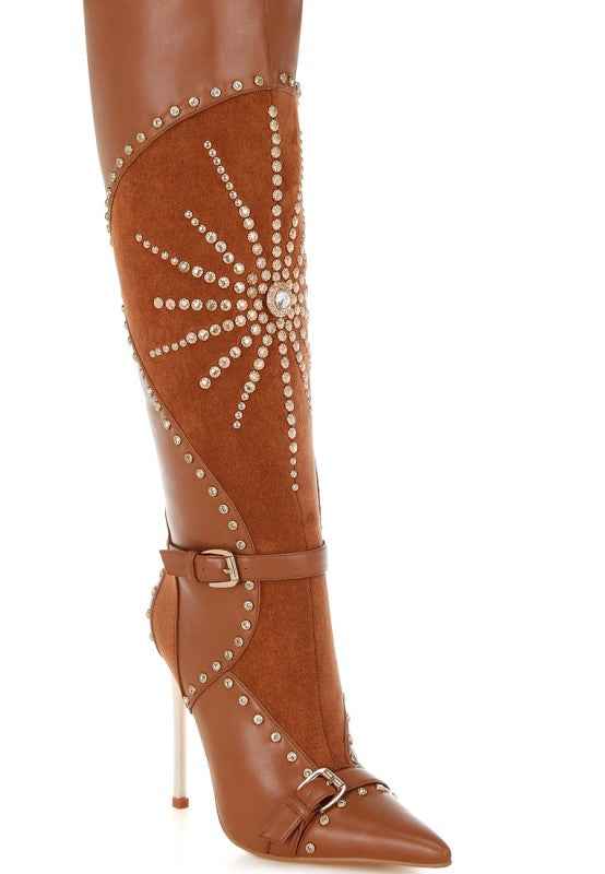 Medira Pointed Toe Embellished Stiletto Boots b80debf3-f212-4648-b00d-83feb9e82b8f