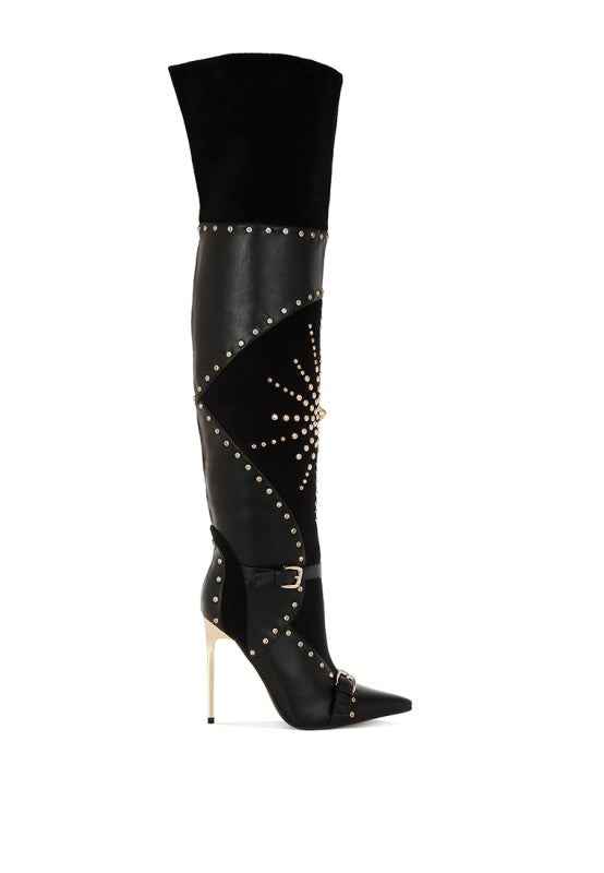 Medira Pointed Toe Embellished Stiletto Boots b83e78bd-6af7-4210-bb74-53bd21a9969d