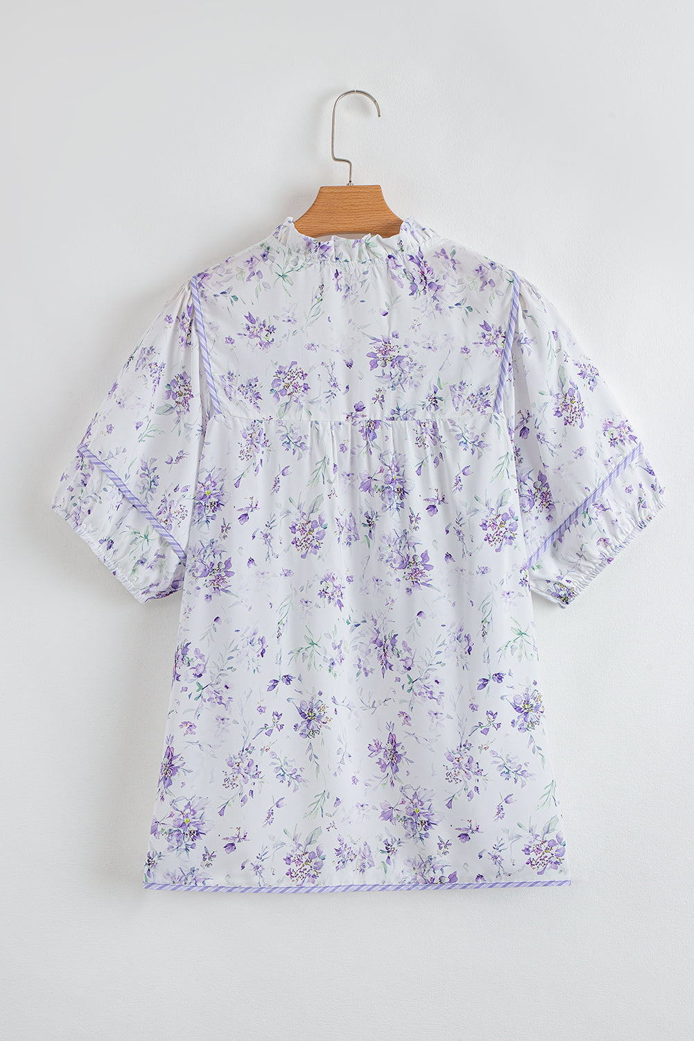 Purple Floral Print Split Neck Plus Size Top b8ca4e9a8f6c3be3